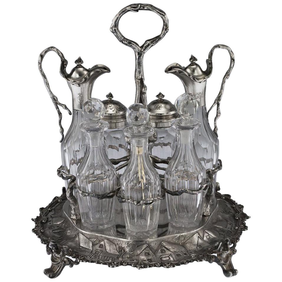 Antique Victorian Solid Silver Condiment Set, Hunt & Roskell, circa 1870