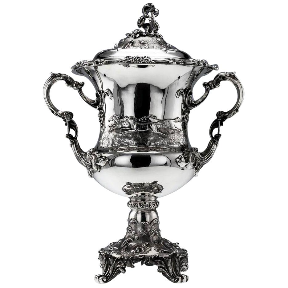 Victorian Solid Silver Monumental Trophy Cup & Cover, Angell, circa 1848