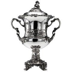 Victorian Solid Silver Monumental Trophy Cup & Cover, Angell, circa 1848