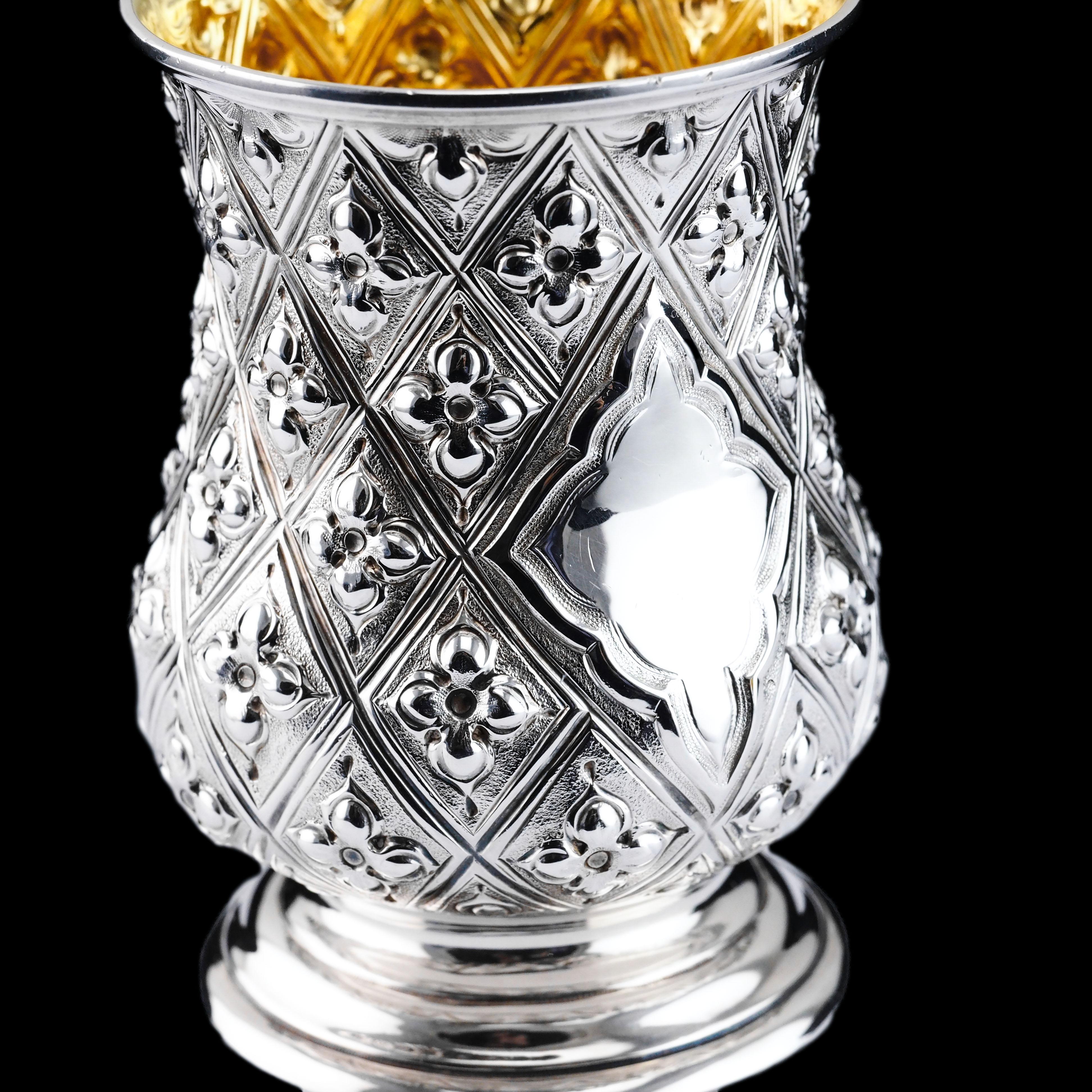 19th Century Antique Victorian Solid Silver Mug Abercorn/Pineapple Design - 1868