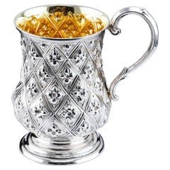 Antique Victorian Solid Silver Mug Abercorn/Pineapple Design - 1868