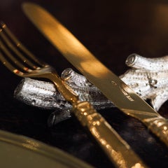 Antique Victorian Solid Silver Naturalistic Cutlery Rests/Holders - 19th c.