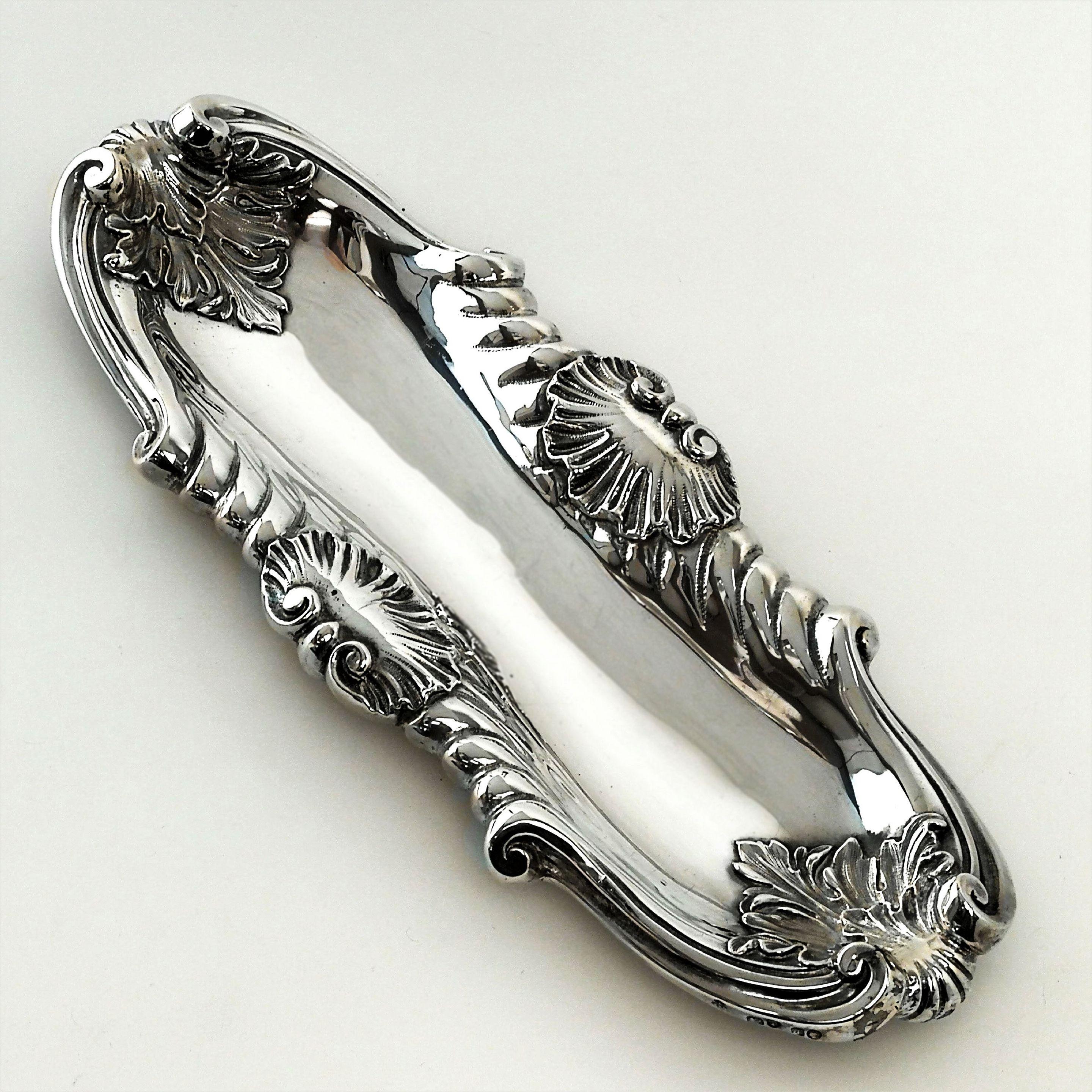 19th Century Antique Victorian Solid Silver Pen Tray / Pin Tray London, 1854