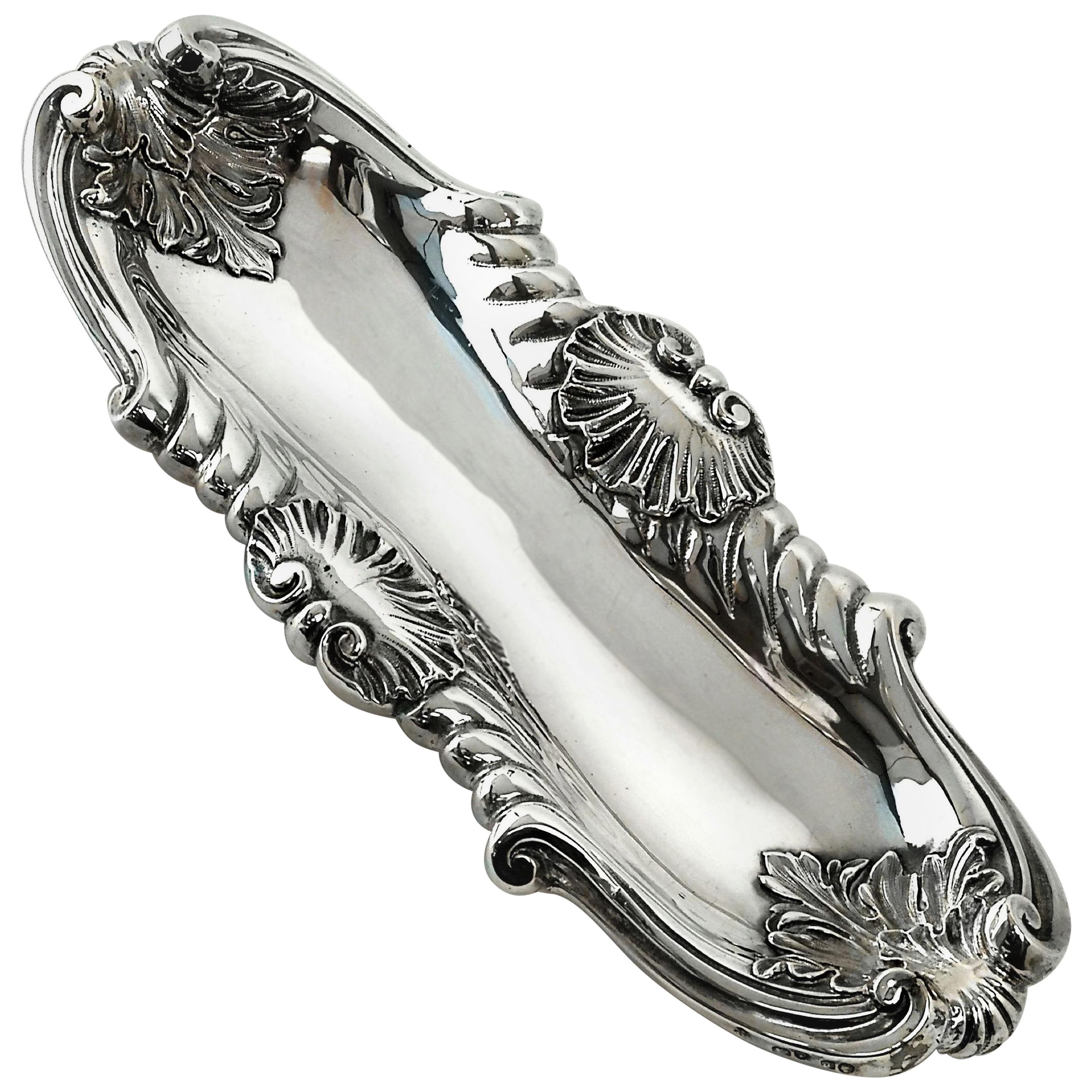 Antique Victorian Solid Silver Pen Tray / Pin Tray London, 1854
