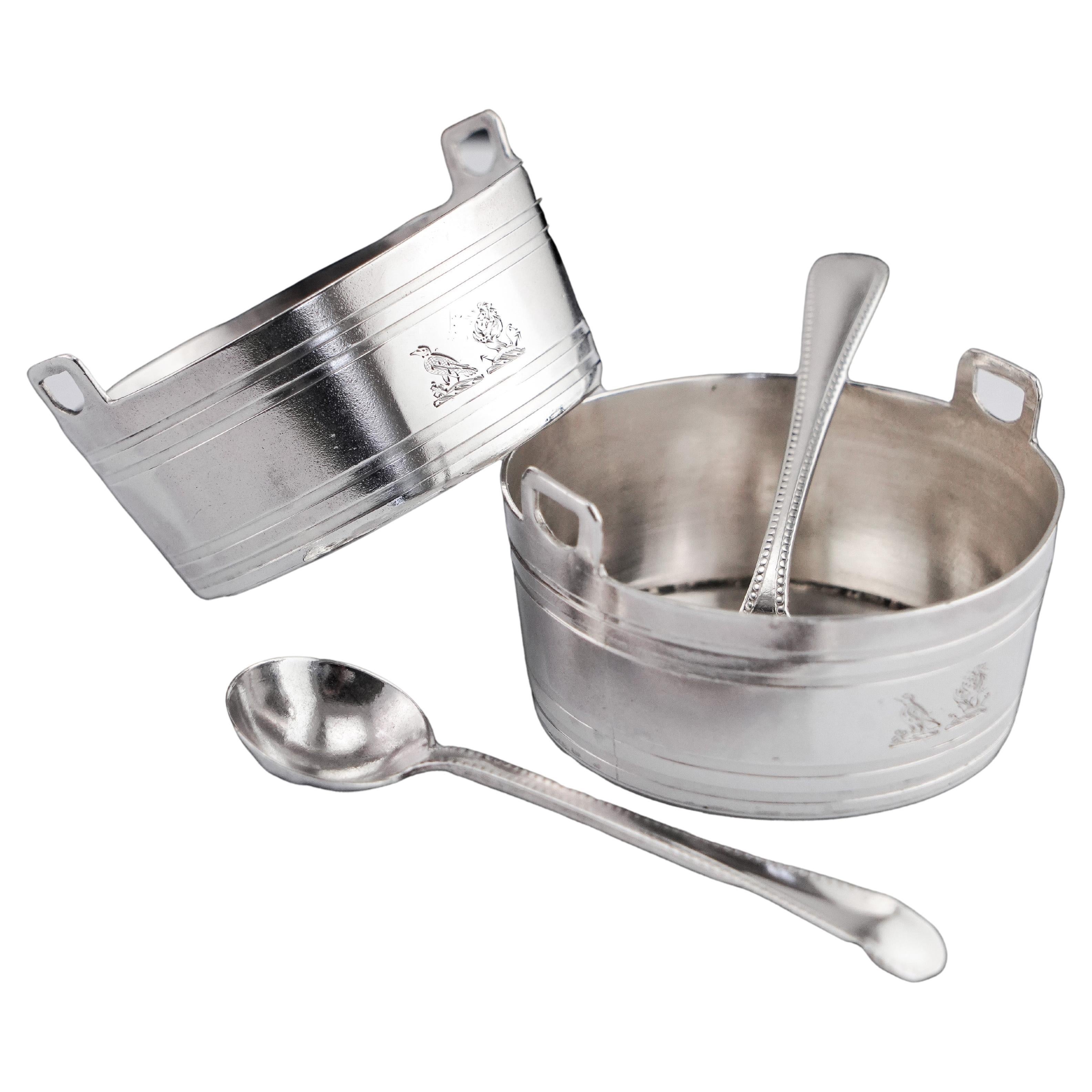 Antique Victorian Solid Silver Salt Cellar Novelty Pail/Basket Design - Wilson &