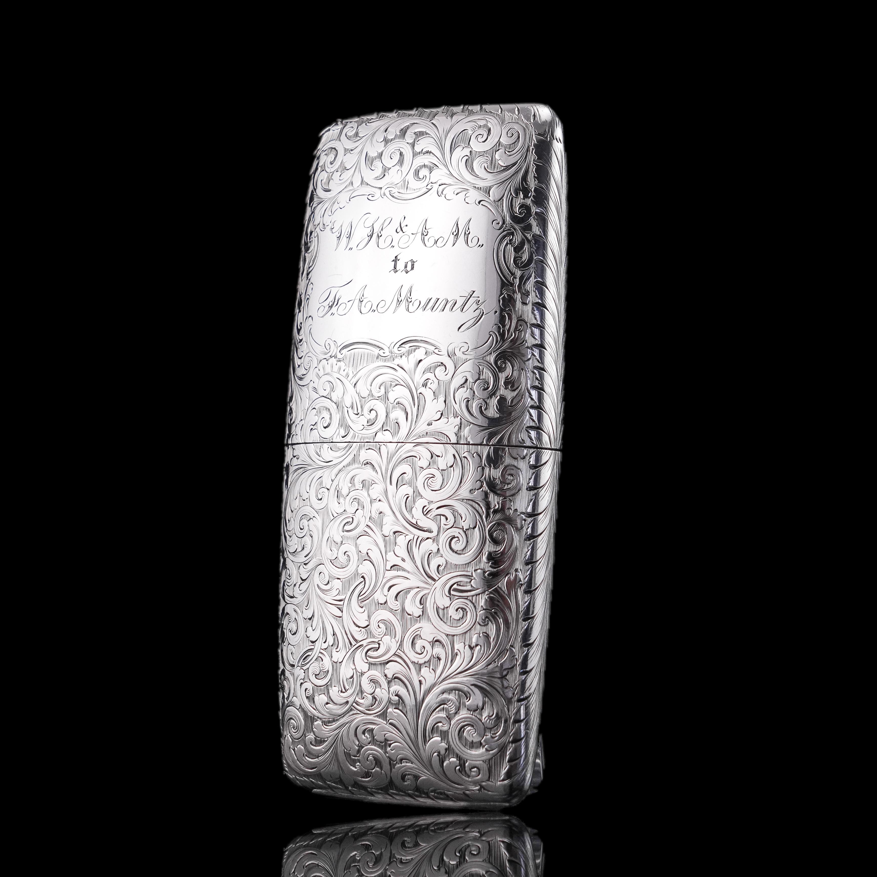 Antique Victorian Solid Sterling Silver Cigar Cheroot Case - Nathaniel Mills 184 For Sale 8