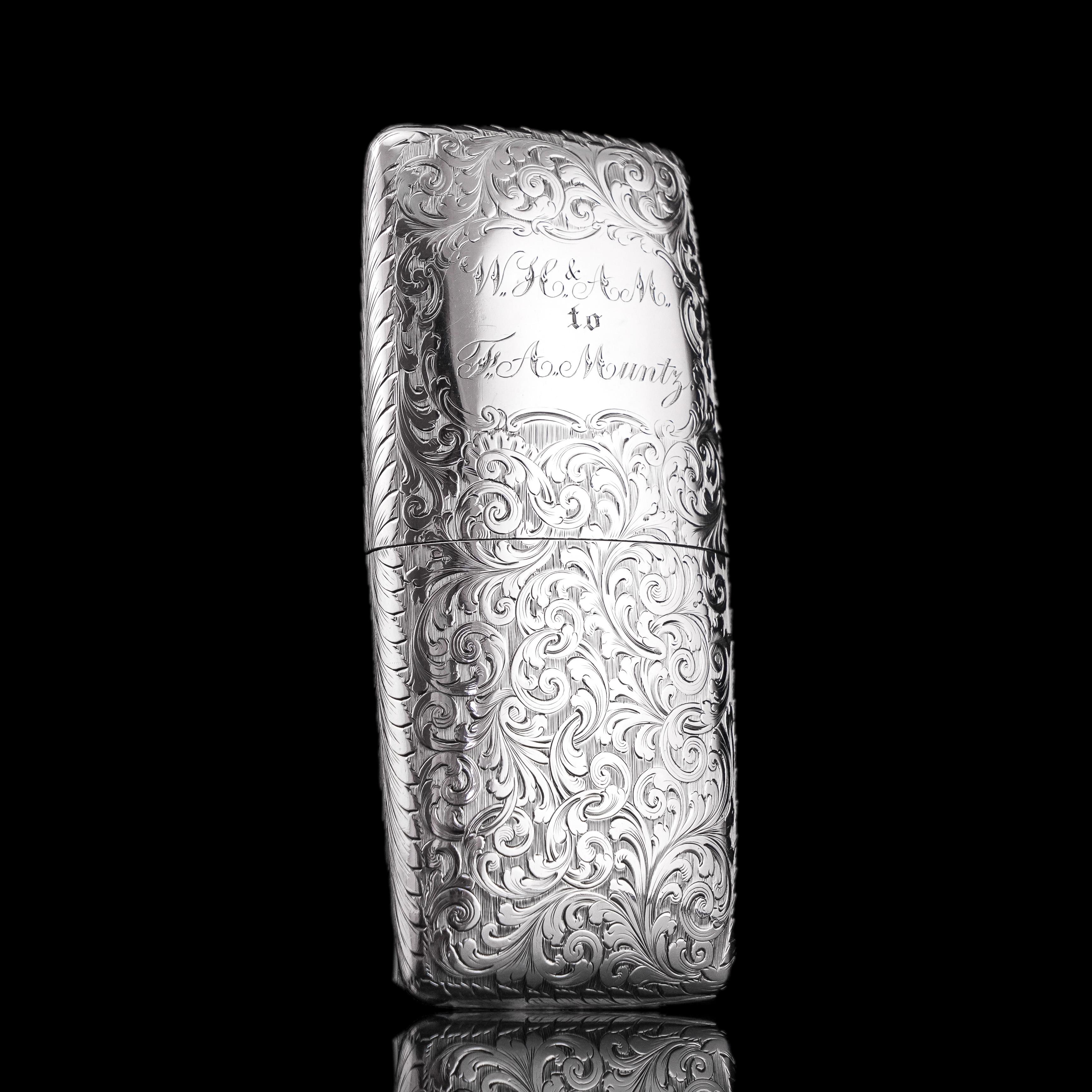 Antique Victorian Solid Sterling Silver Cigar Cheroot Case - Nathaniel Mills 184 For Sale 10
