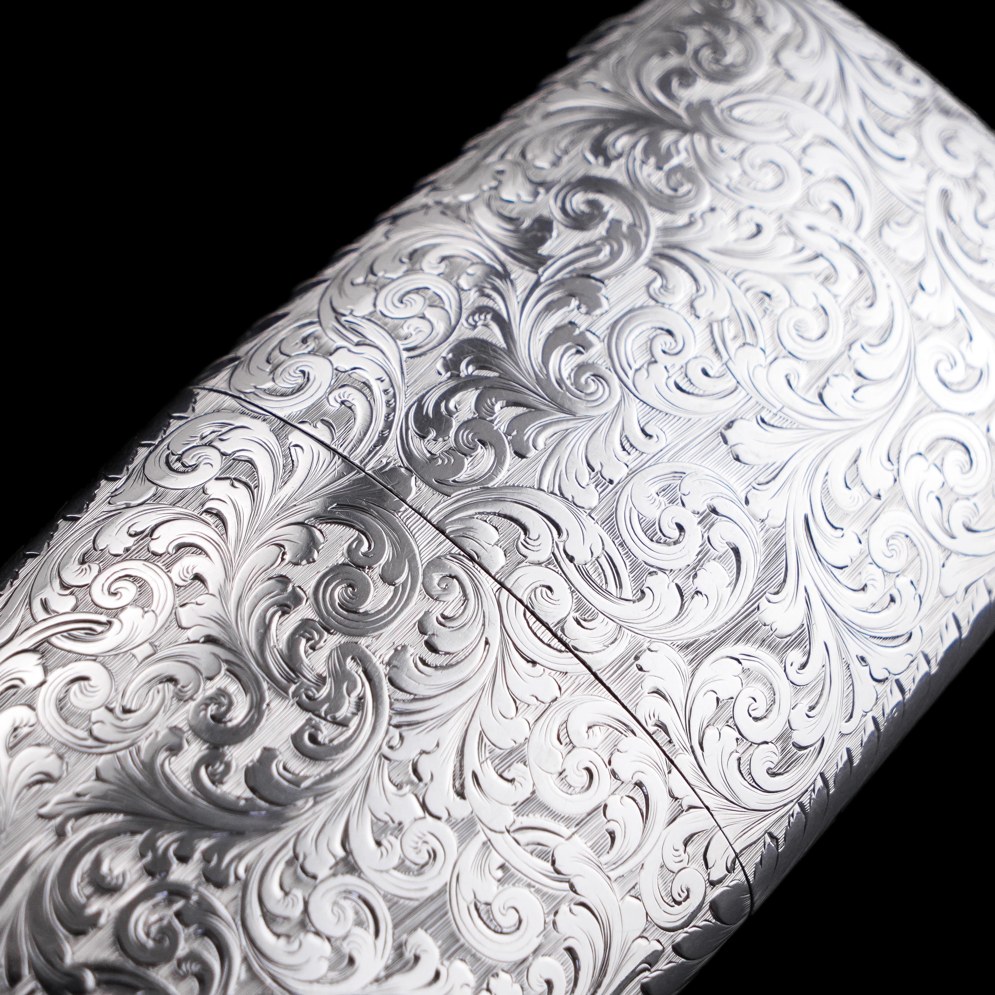 Antique Victorian Solid Sterling Silver Cigar Cheroot Case - Nathaniel Mills 184 For Sale 5