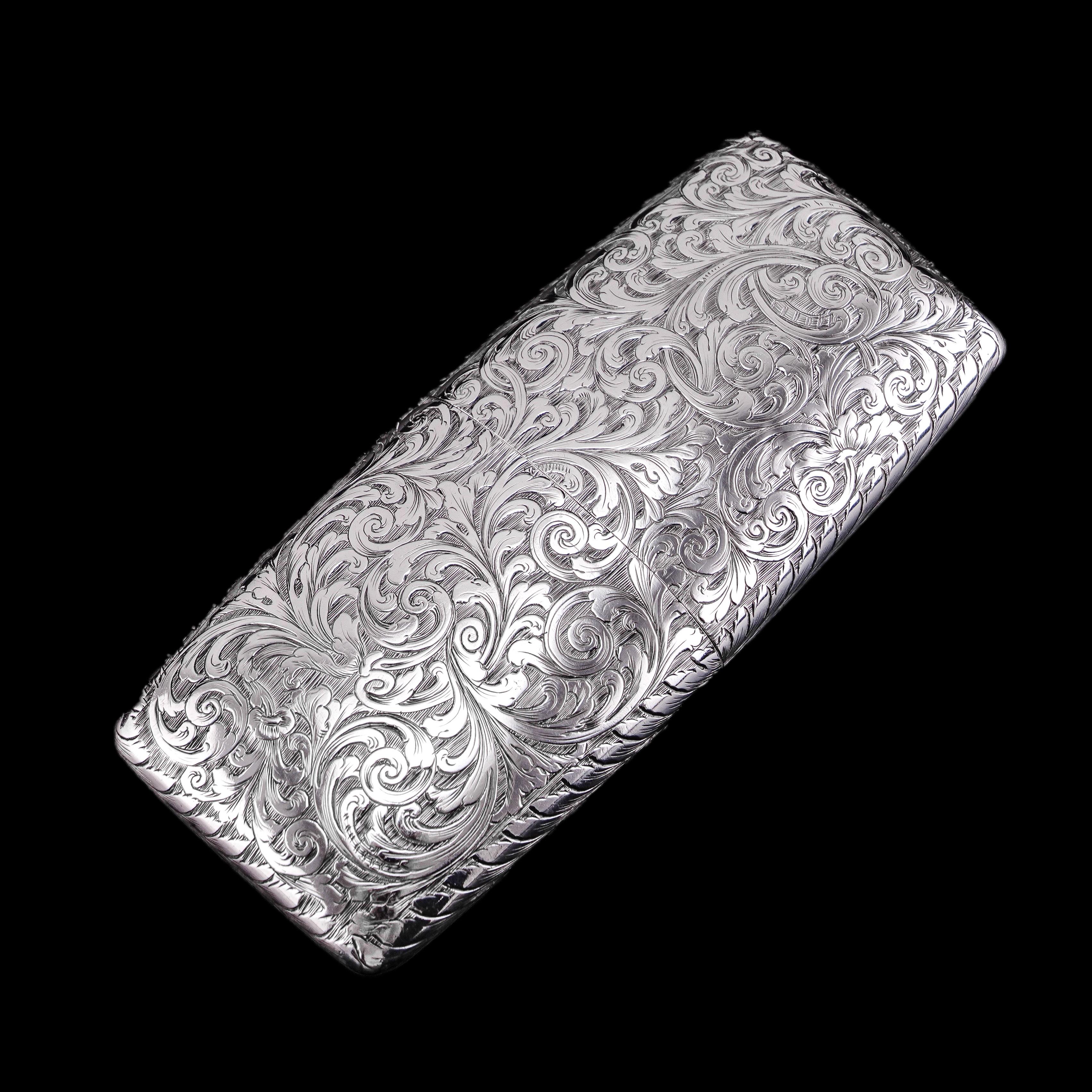 Antique Victorian Solid Sterling Silver Cigar Cheroot Case -Nathaniel Mills 1841 7