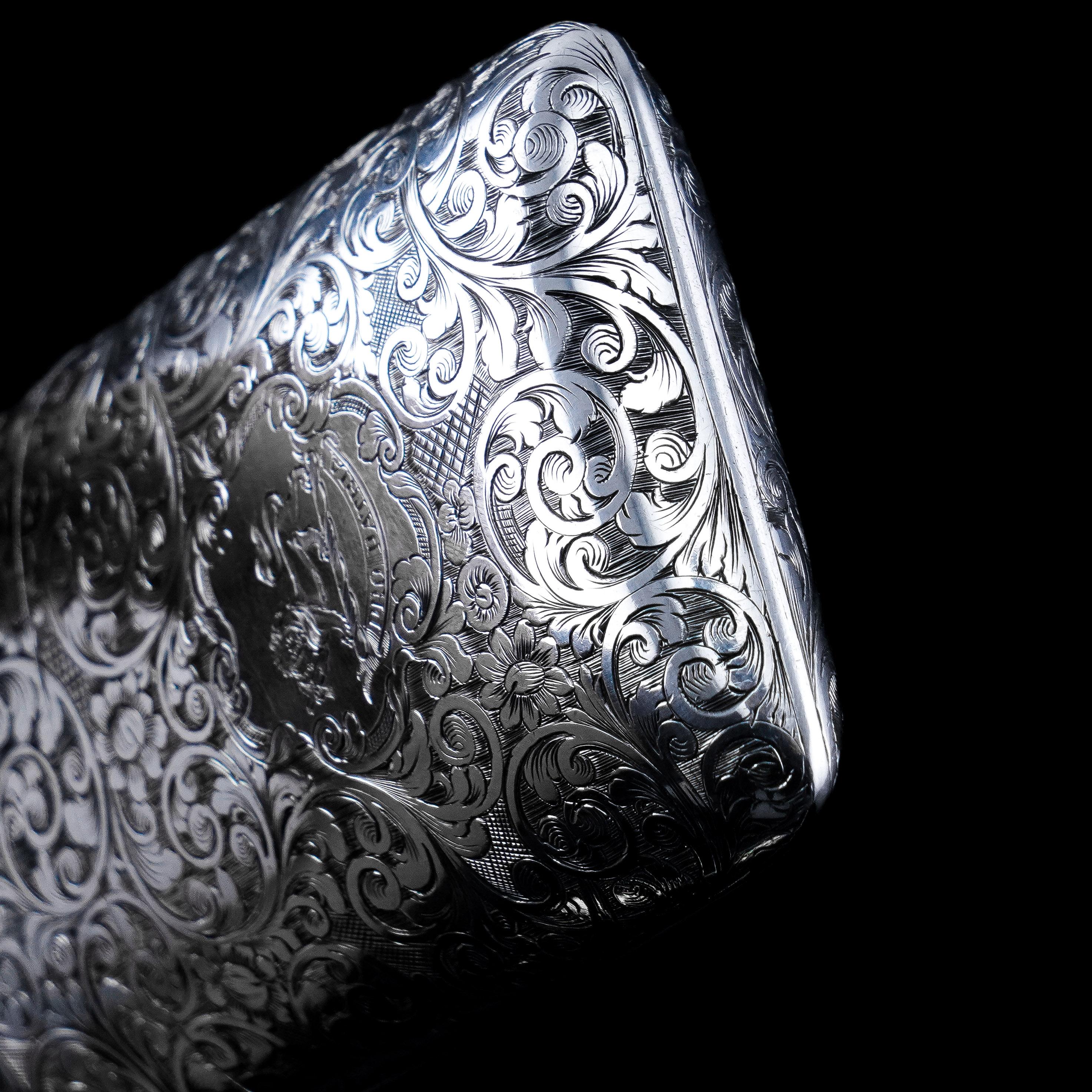 Antique Victorian Solid Sterling Silver Cigar Cheroot Case Yapp & Woodward 1845 For Sale 6