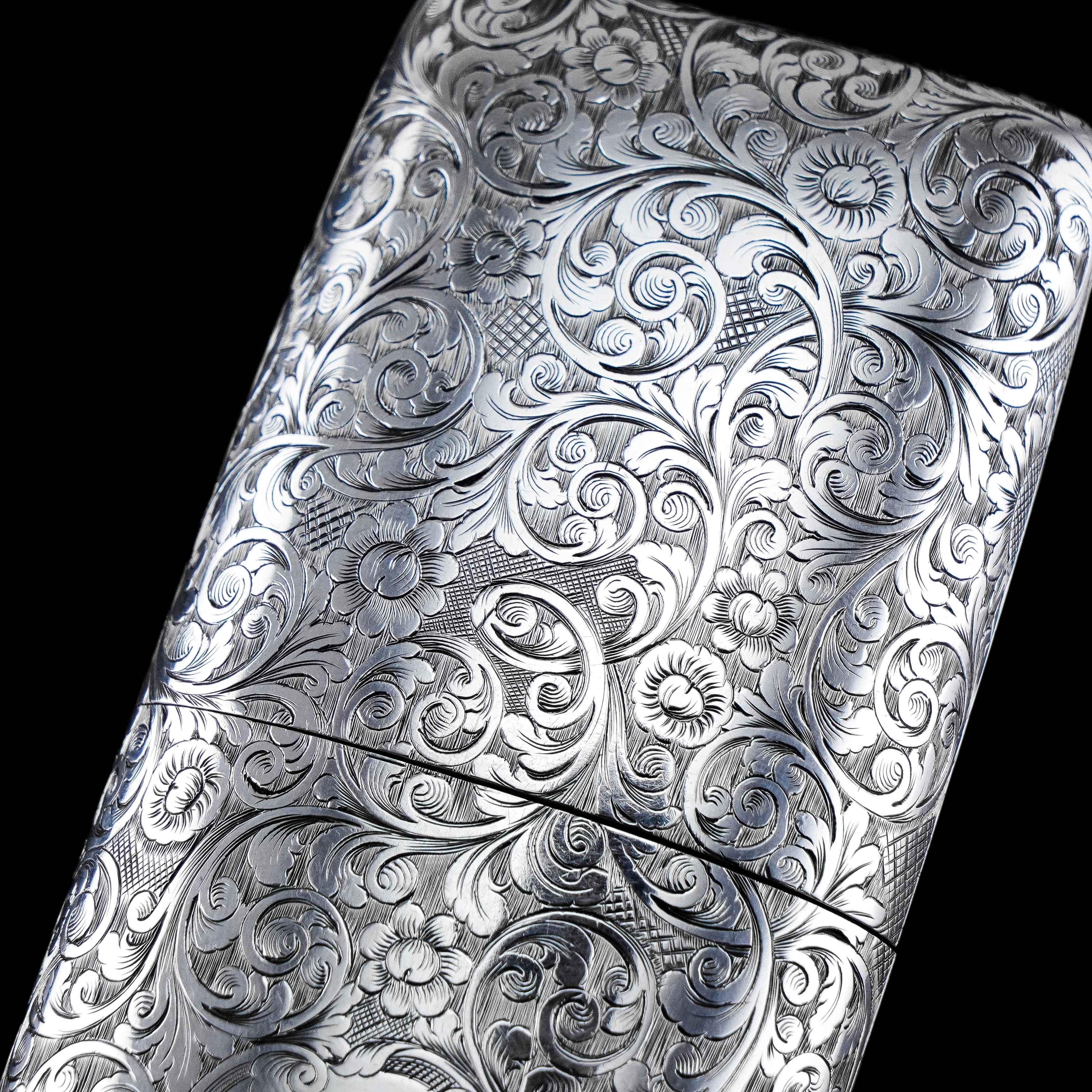 Antique Victorian Solid Sterling Silver Cigar Cheroot Case Yapp & Woodward 1845 For Sale 8