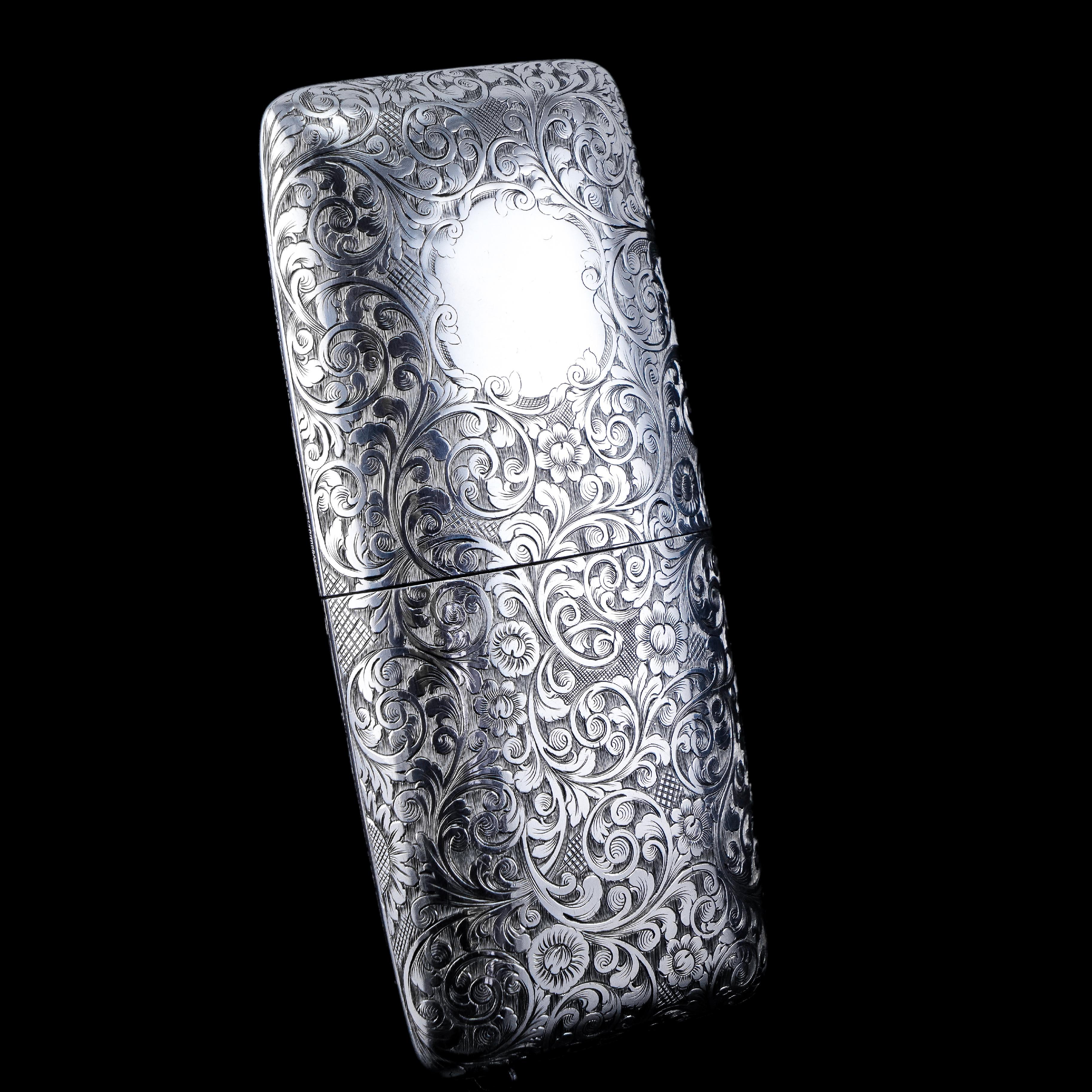 Antique Victorian Solid Sterling Silver Cigar Cheroot Case Yapp & Woodward 1845 For Sale 11