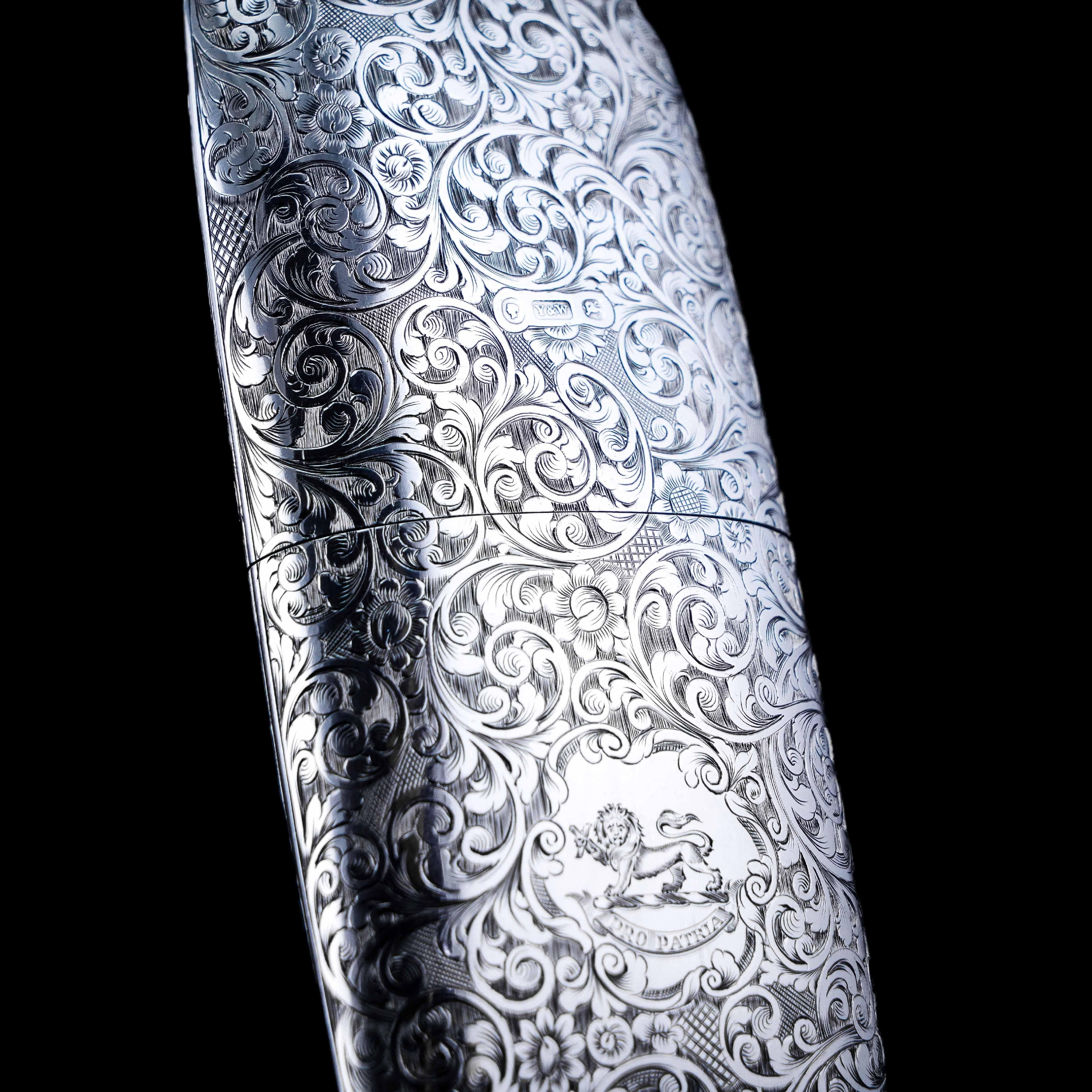 Antique Victorian Solid Sterling Silver Cigar Cheroot Case Yapp & Woodward 1845 For Sale 12