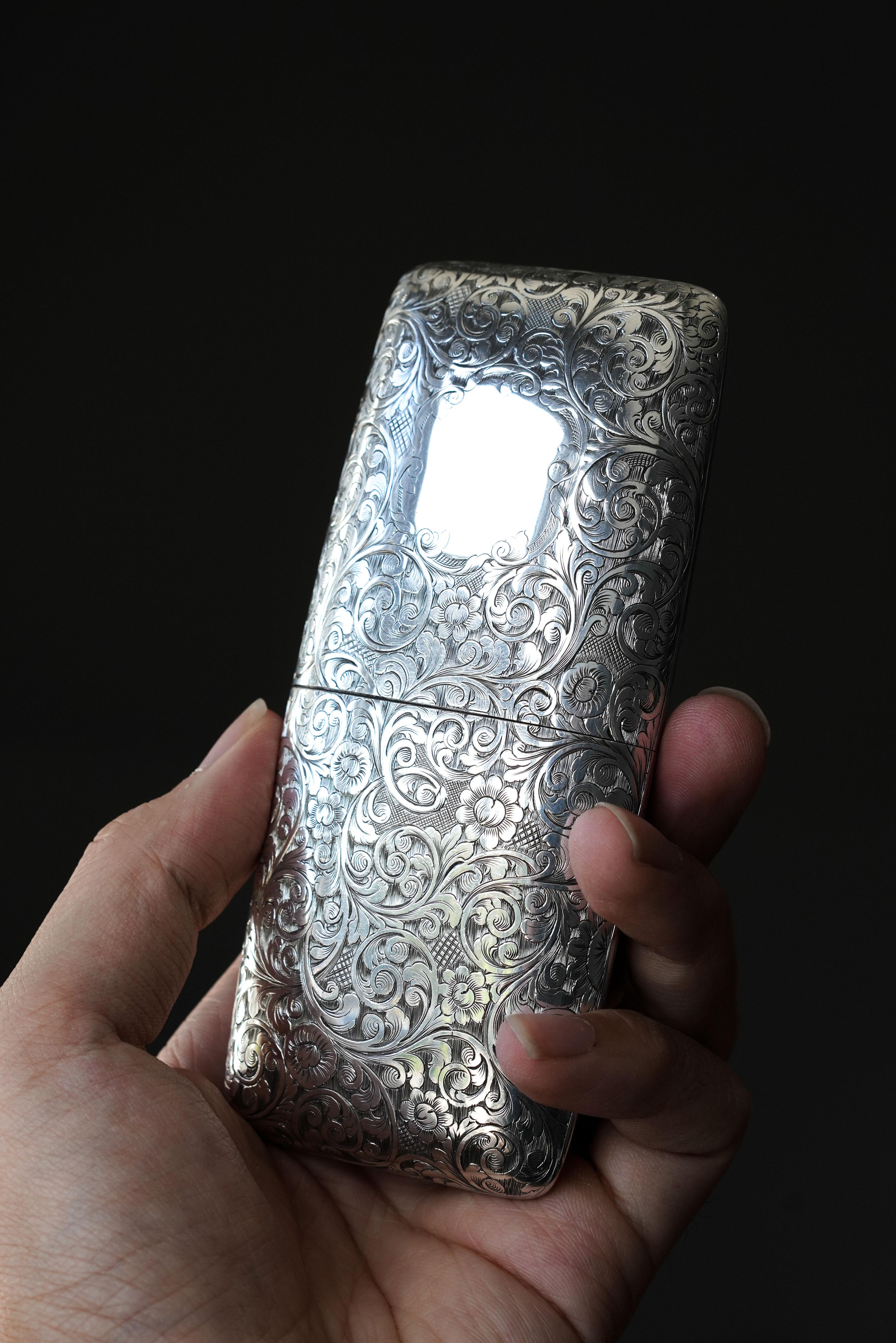 Antique Victorian Solid Sterling Silver Cigar Cheroot Case Yapp & Woodward 1845 For Sale 14