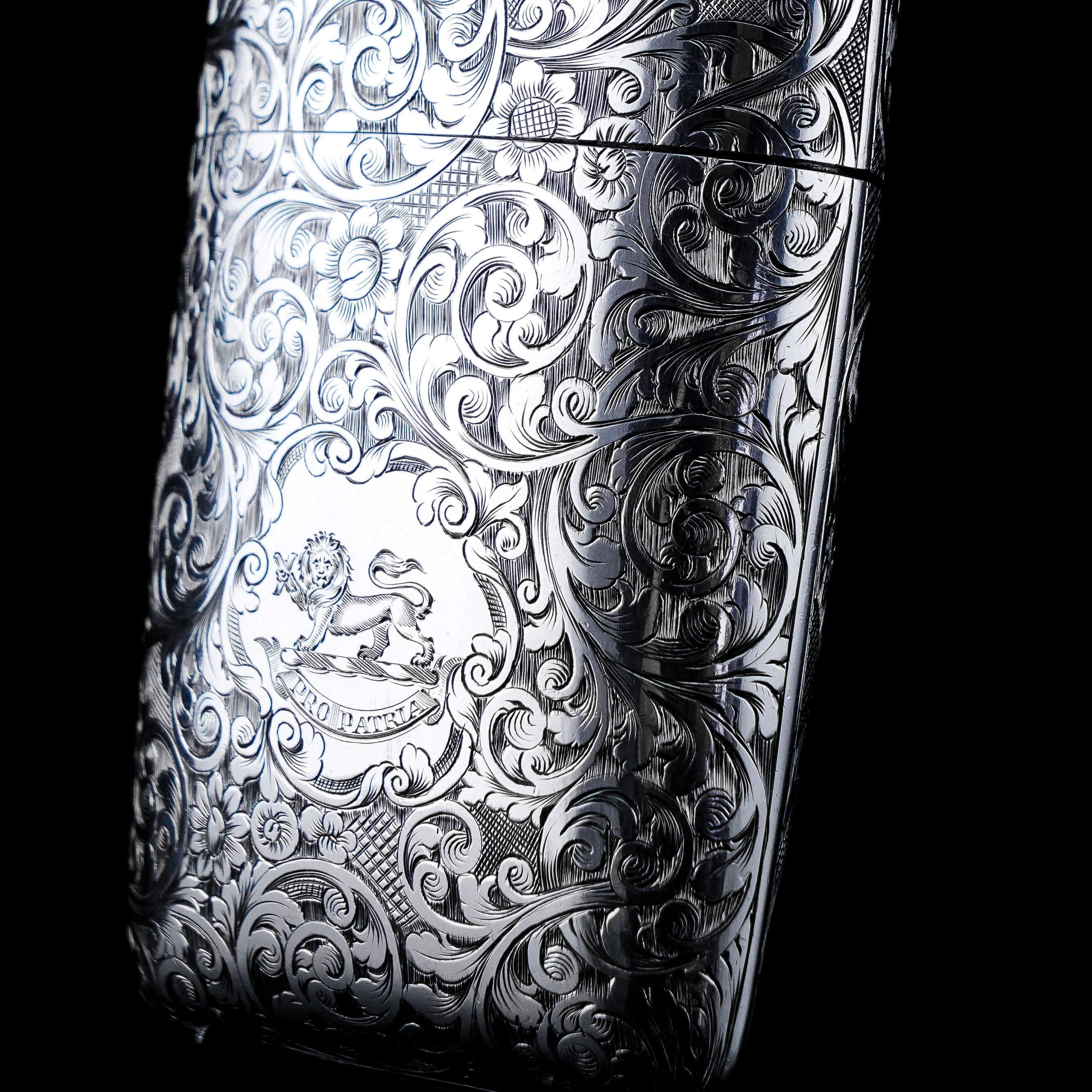 We are delighted to offer this stunning Victorian solid silver cigar/cheroot case made by Yapp & Woodward, Birmingham 1845.

It is no secret that we adore quality silver cigar/cheroot cases; a quick browse in our archives will reveal some similar