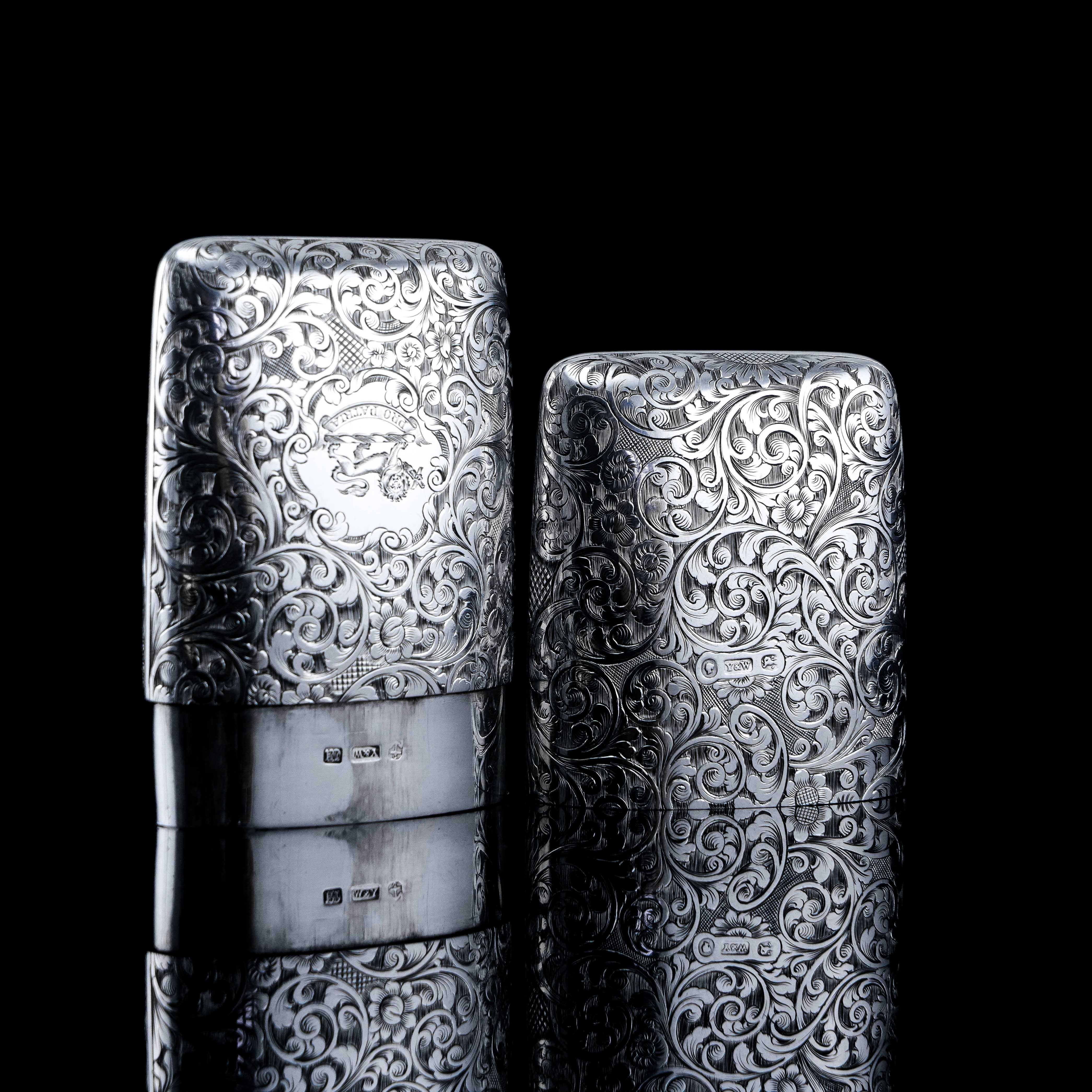 Antique Victorian Solid Sterling Silver Cigar Cheroot Case Yapp & Woodward 1845 For Sale 1