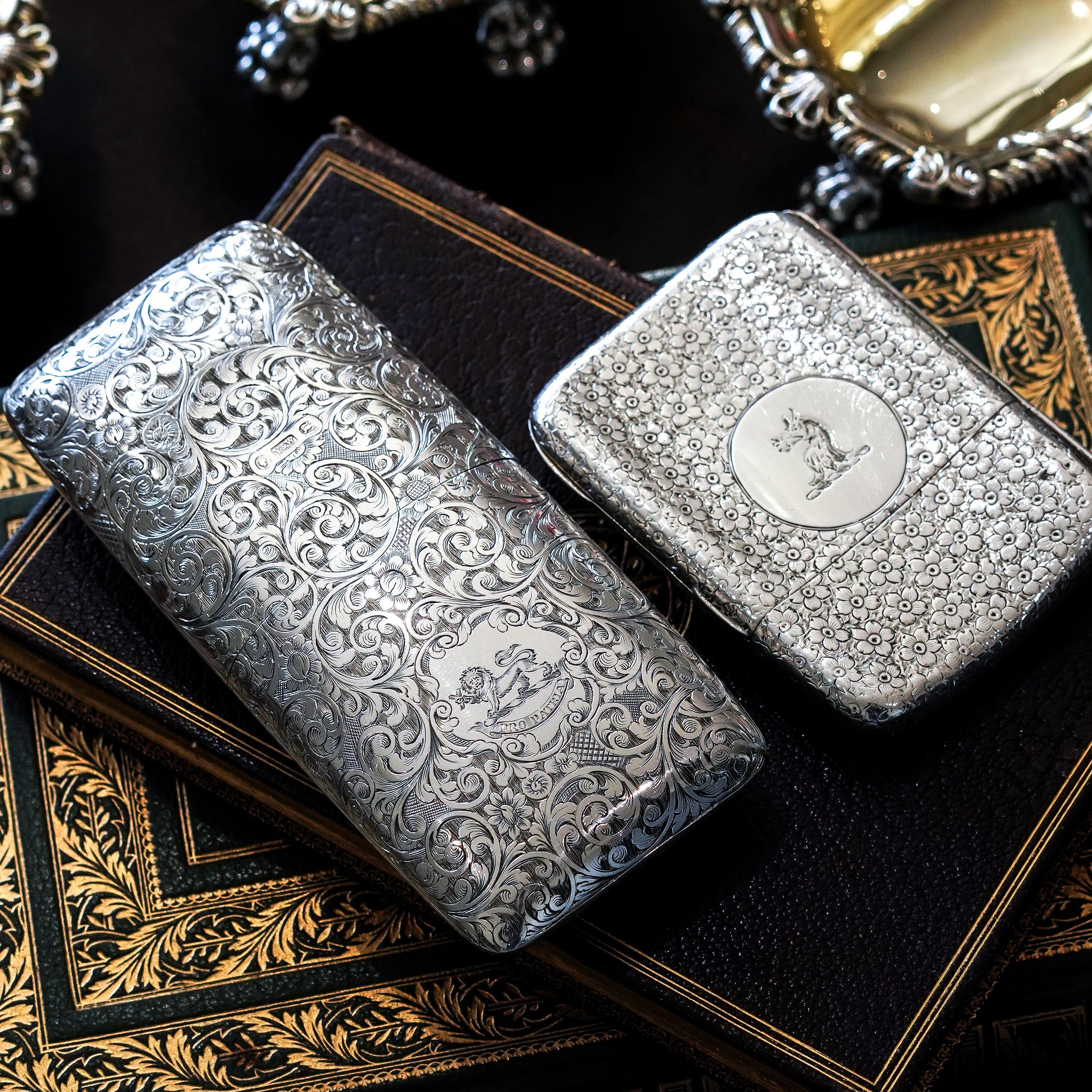 Antique Victorian Solid Sterling Silver Cigar Cheroot Case Yapp & Woodward 1845 For Sale 2