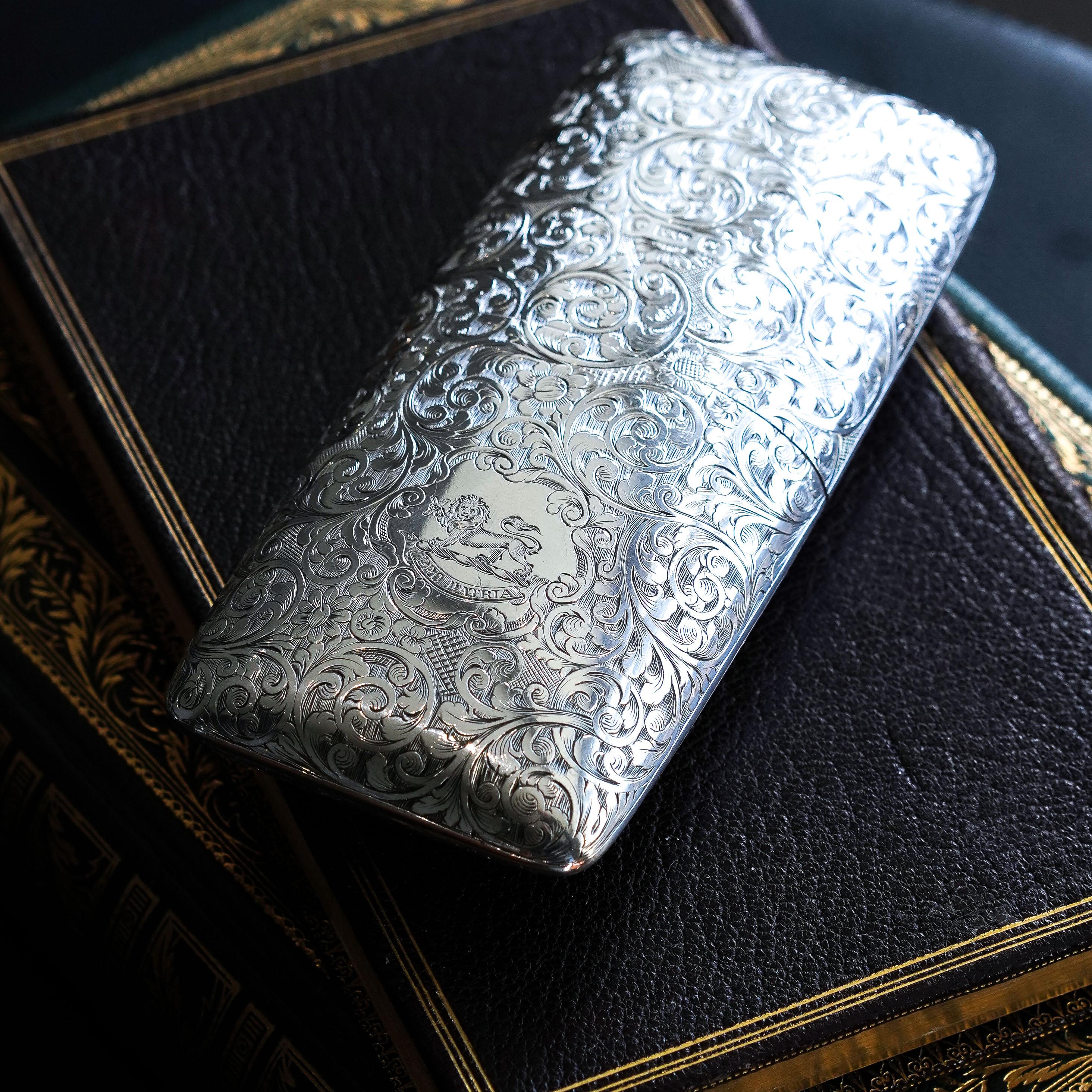 Antique Victorian Solid Sterling Silver Cigar Cheroot Case Yapp & Woodward 1845 For Sale 4
