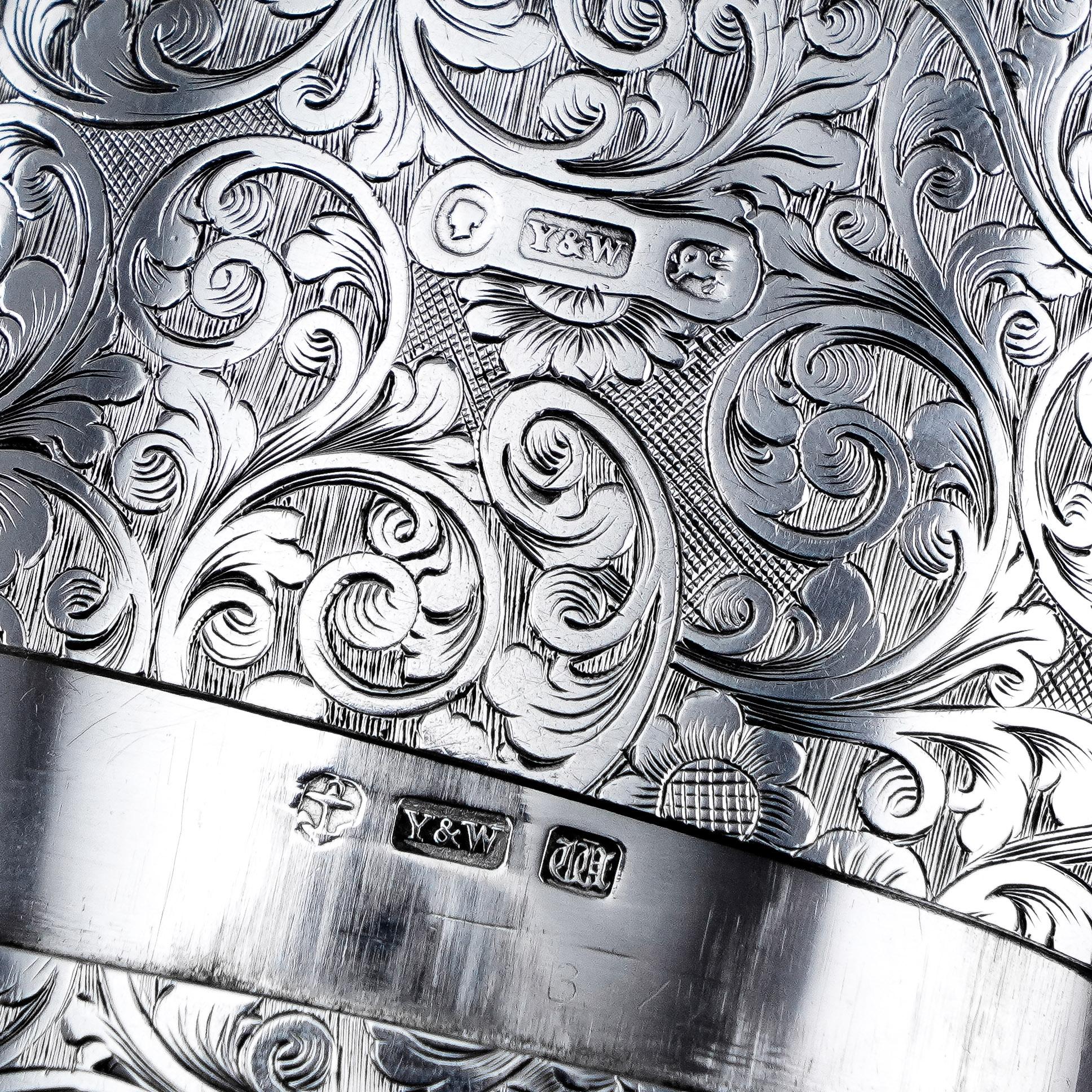 Antique Victorian Solid Sterling Silver Cigar Cheroot Case Yapp & Woodward 1845 For Sale 5