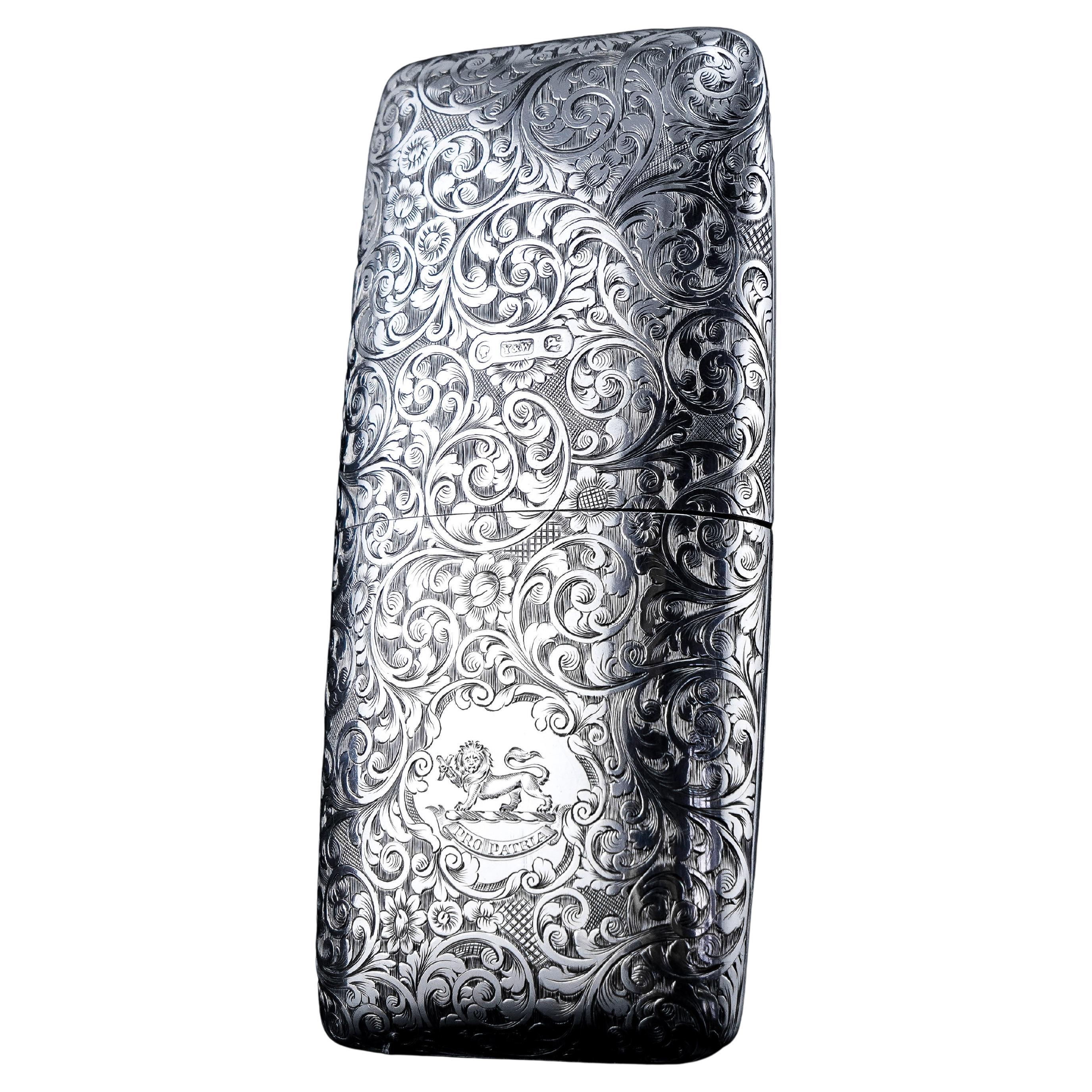 Antique Victorian Solid Sterling Silver Cigar Cheroot Case Yapp & Woodward 1845