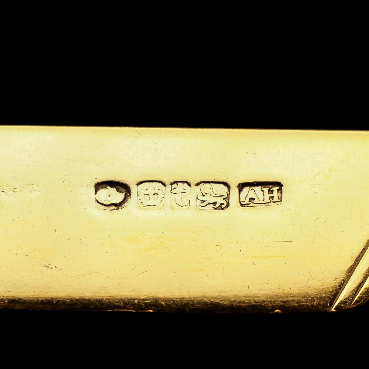 Antico set di 6 coltelli e forchette in argento massiccio vittoriano dorato - 1839 in vendita 5