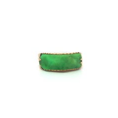 Antique Victorian Solid Yellow Gold Faceted Jade Saddle Band Ring