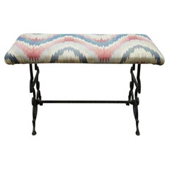 Antique Victorian Spanish Revival Cast Iron Piano Vanity Bench Stool 24"