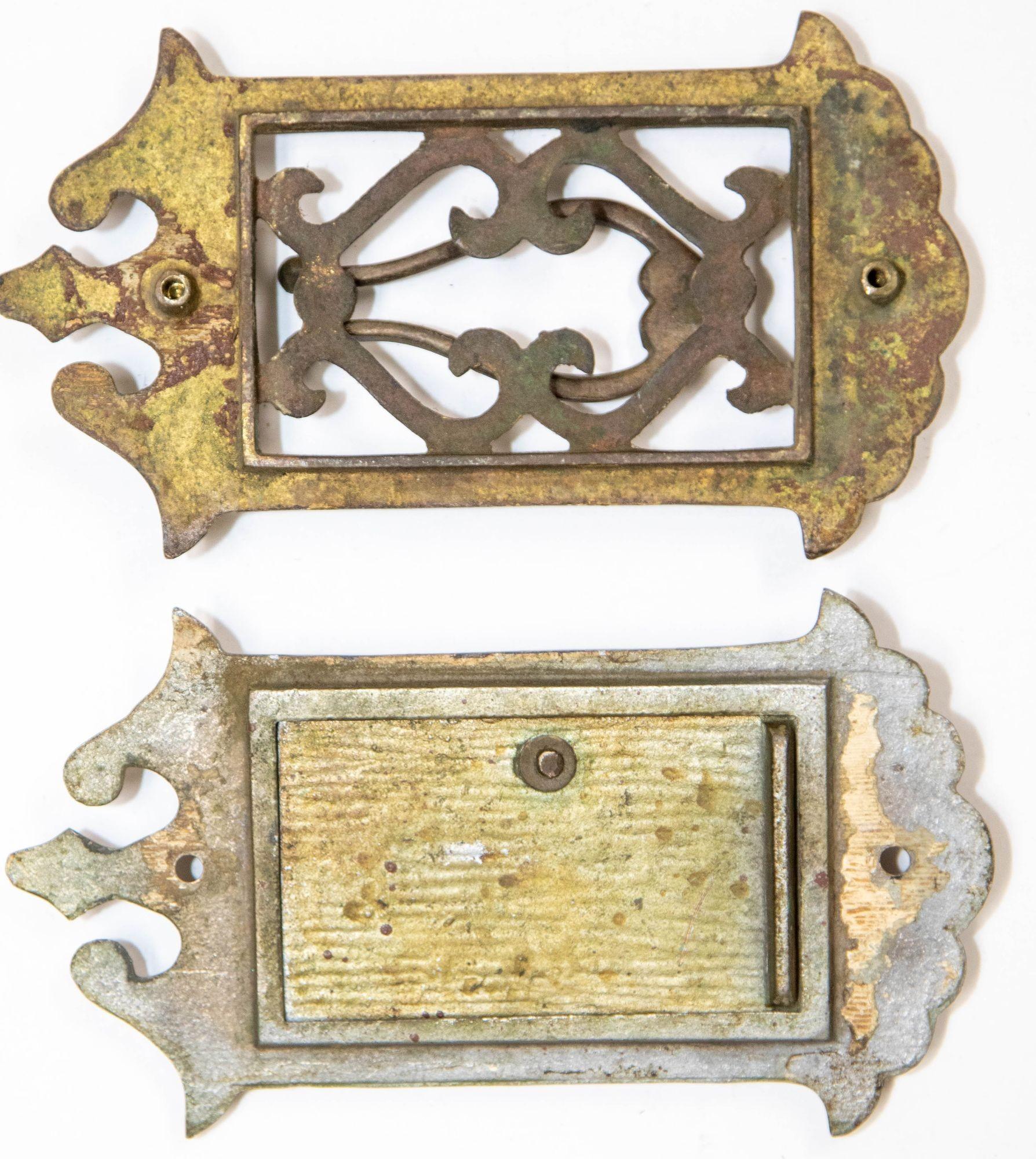 Brass Antique Victorian Speakeasy Door Knocker Viewer and Peephole Grill in Two Panels