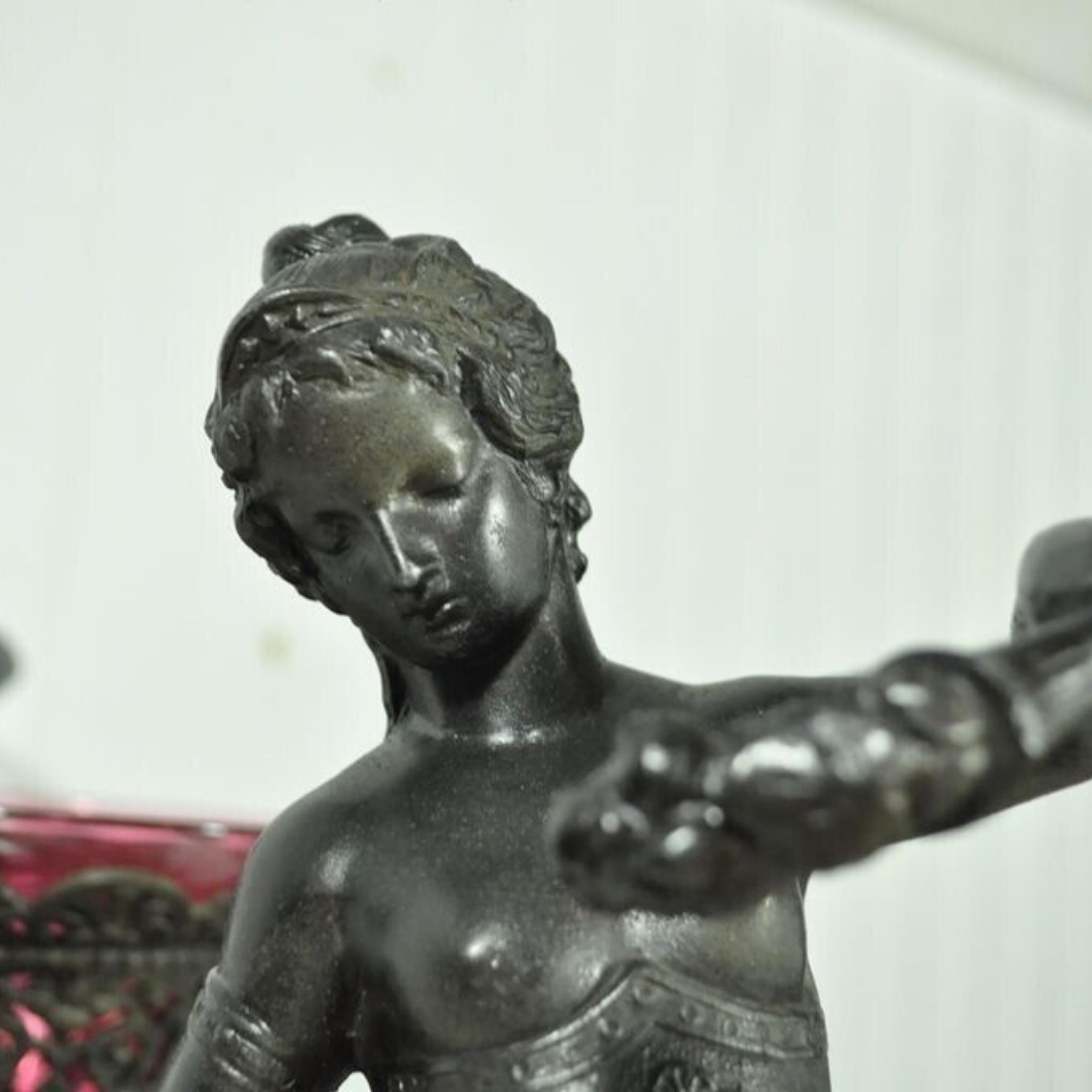 Antique Victorian Spelter & Marble Figural Mermaid Centerpiece Bowl Vase Epergne For Sale 2