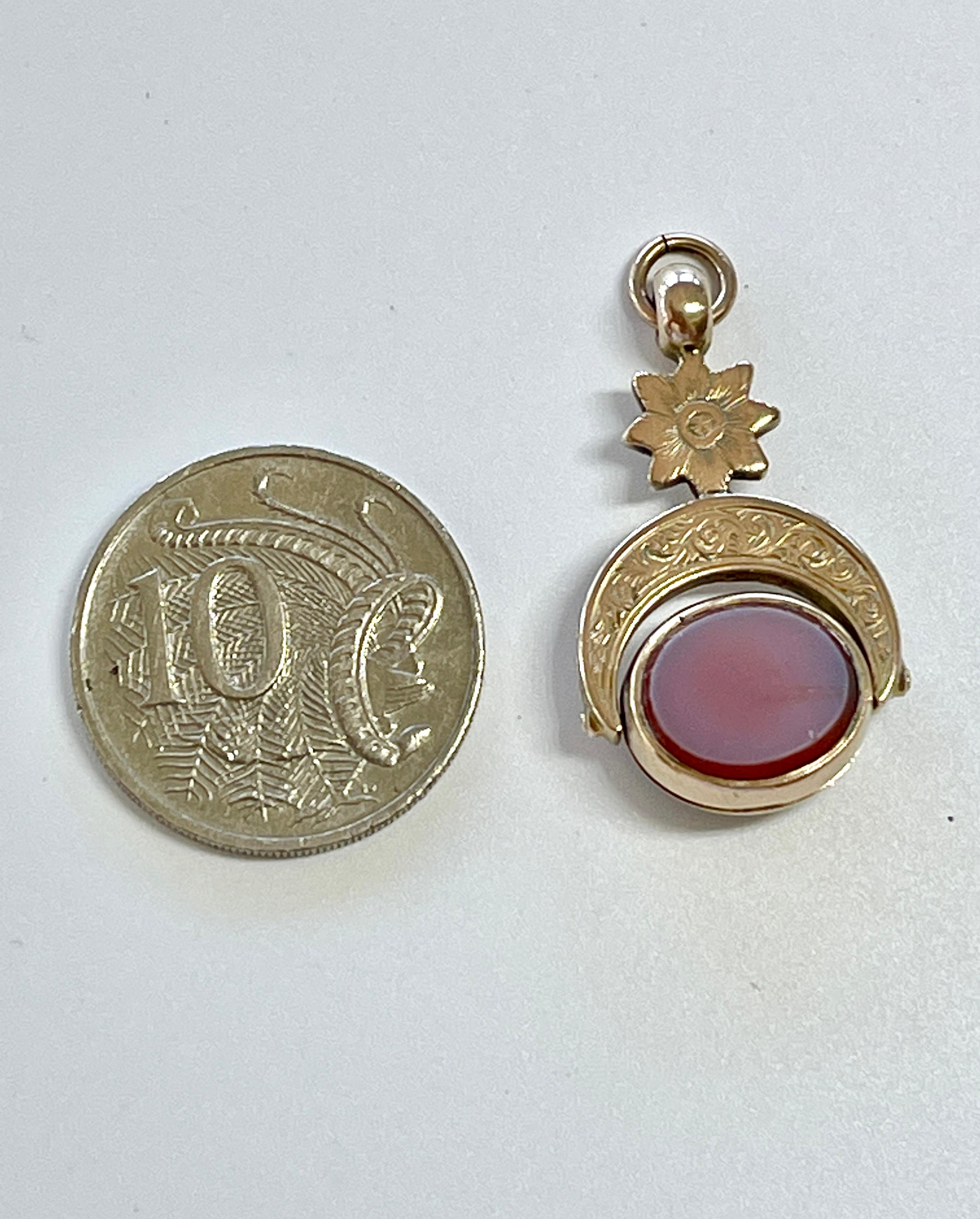 Antique Victorian Spinner Fob Photo Locket 15ct Yellow Gold c1880s Sardonyx For Sale 7