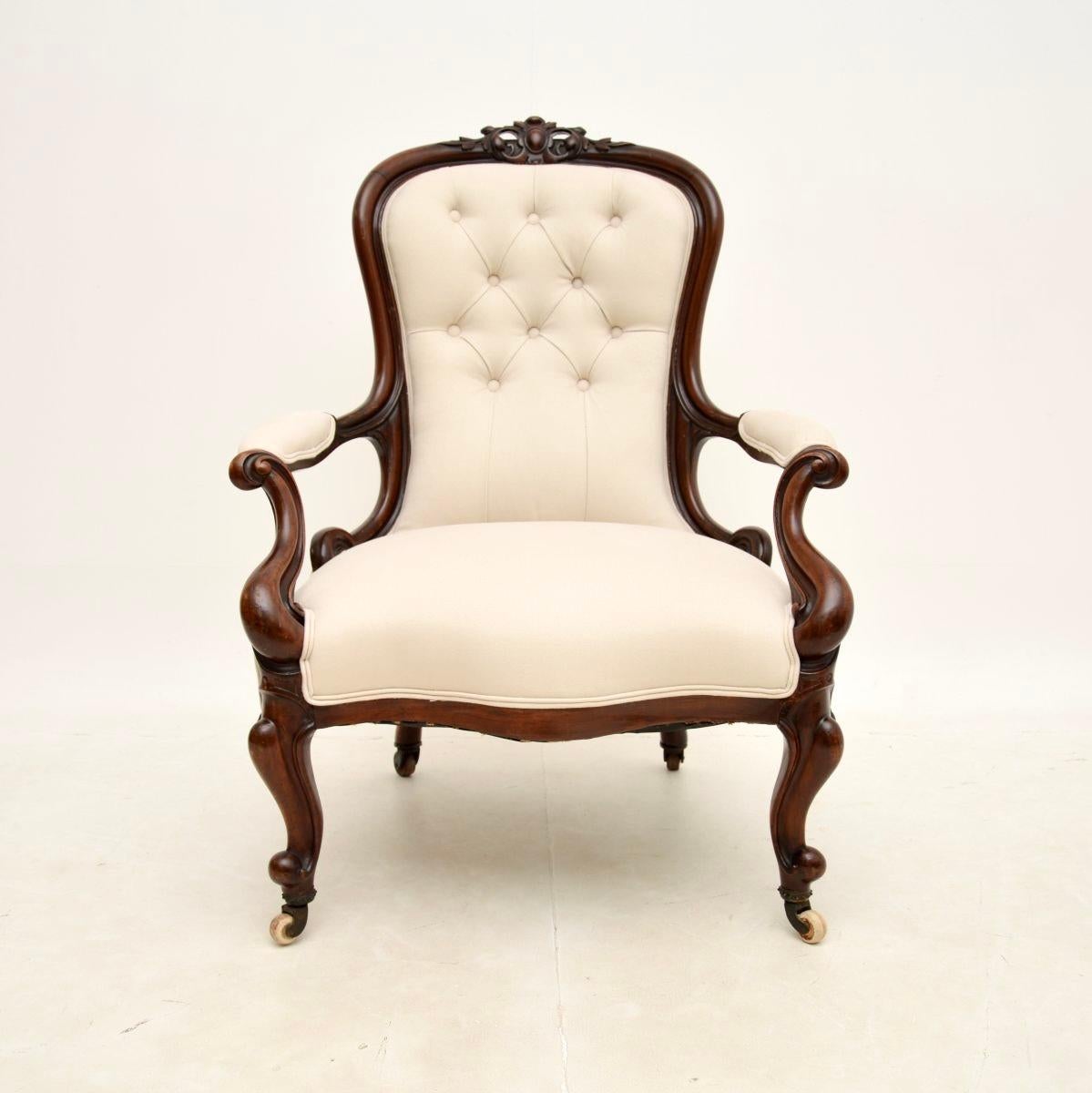British Antique Victorian Spoon Back Armchair For Sale