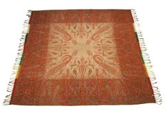 Antique Victorian Square Paisley Shawl, Fine Weave, Circa 1850's