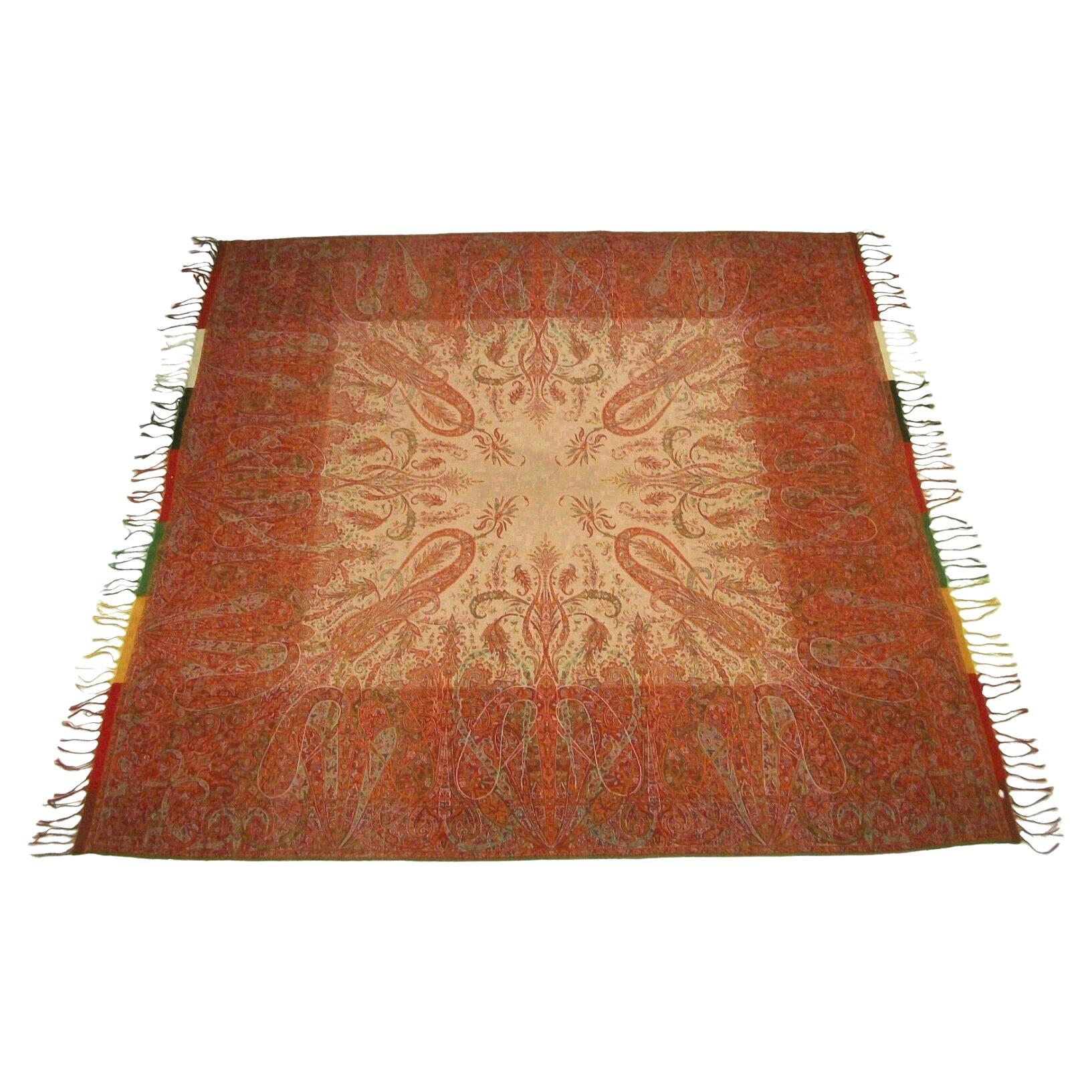 Antiker viktorianischer quadratischer Paisley-Schal, fein gewebt, um 1850 im Angebot