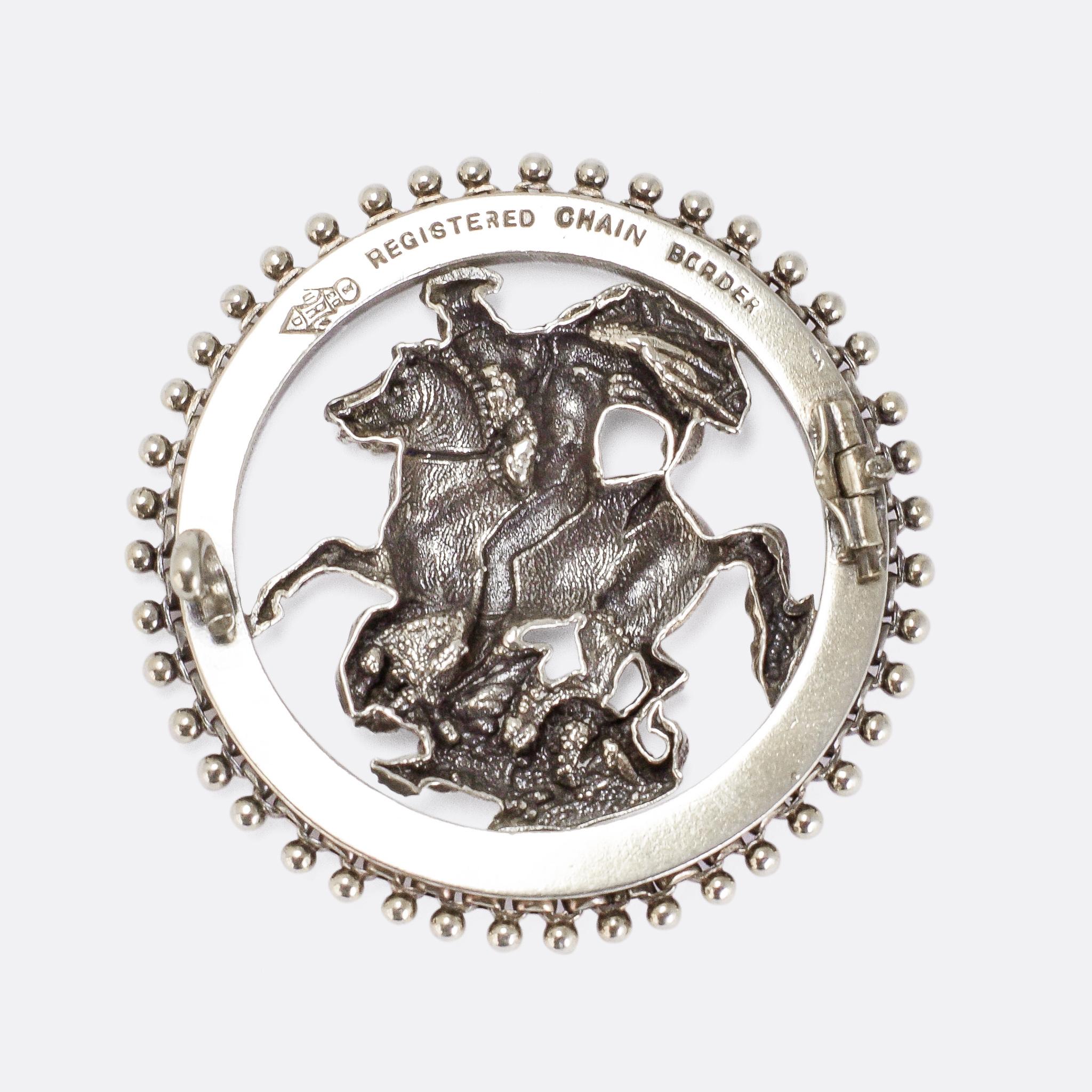 Antique Victorian St George and the Dragon Brooch In Good Condition In Sale, Cheshire