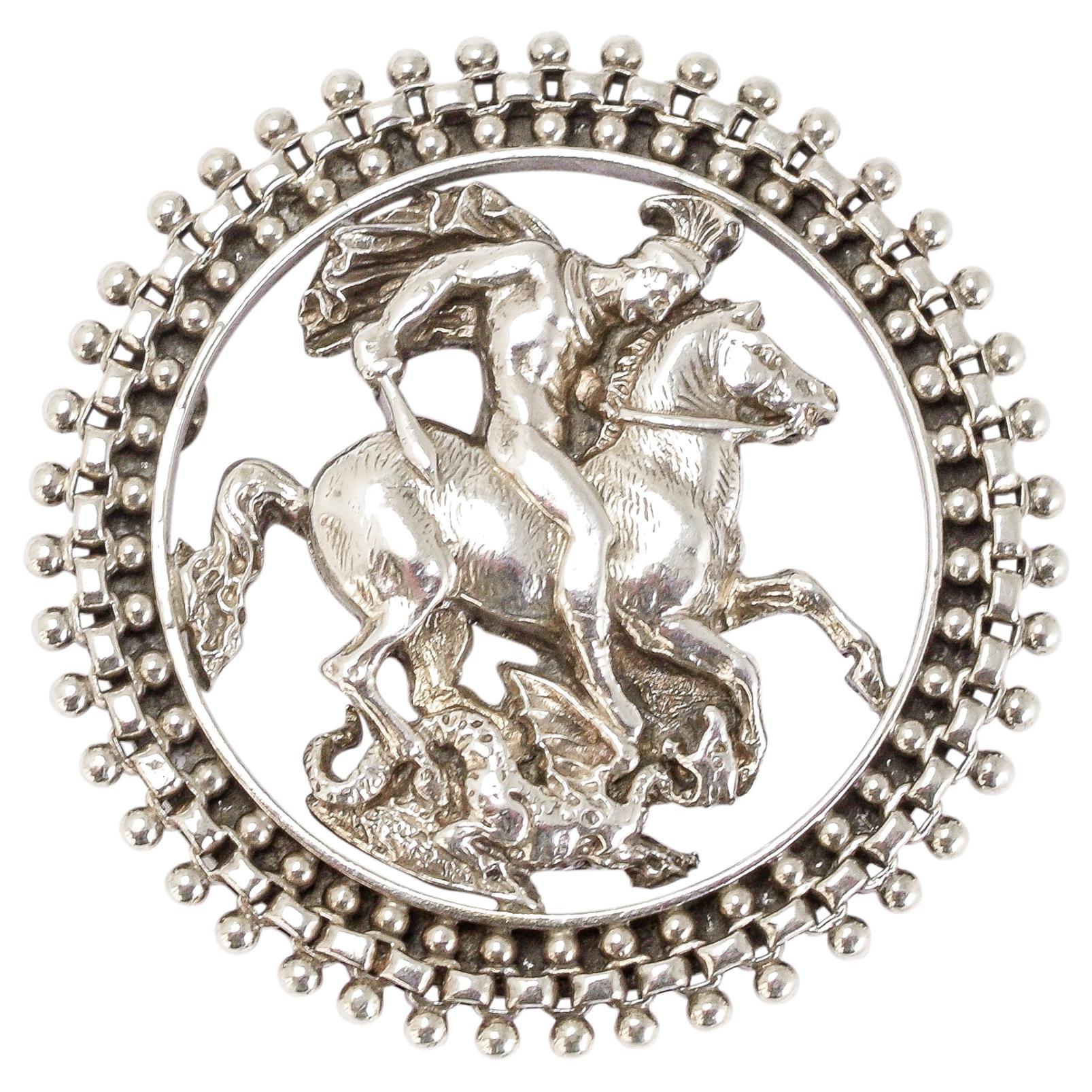 Antique Victorian St George and the Dragon Brooch