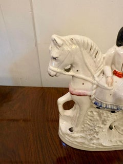 Antique Victorian Staffordshire Equestrian Figure of Joan of Arc