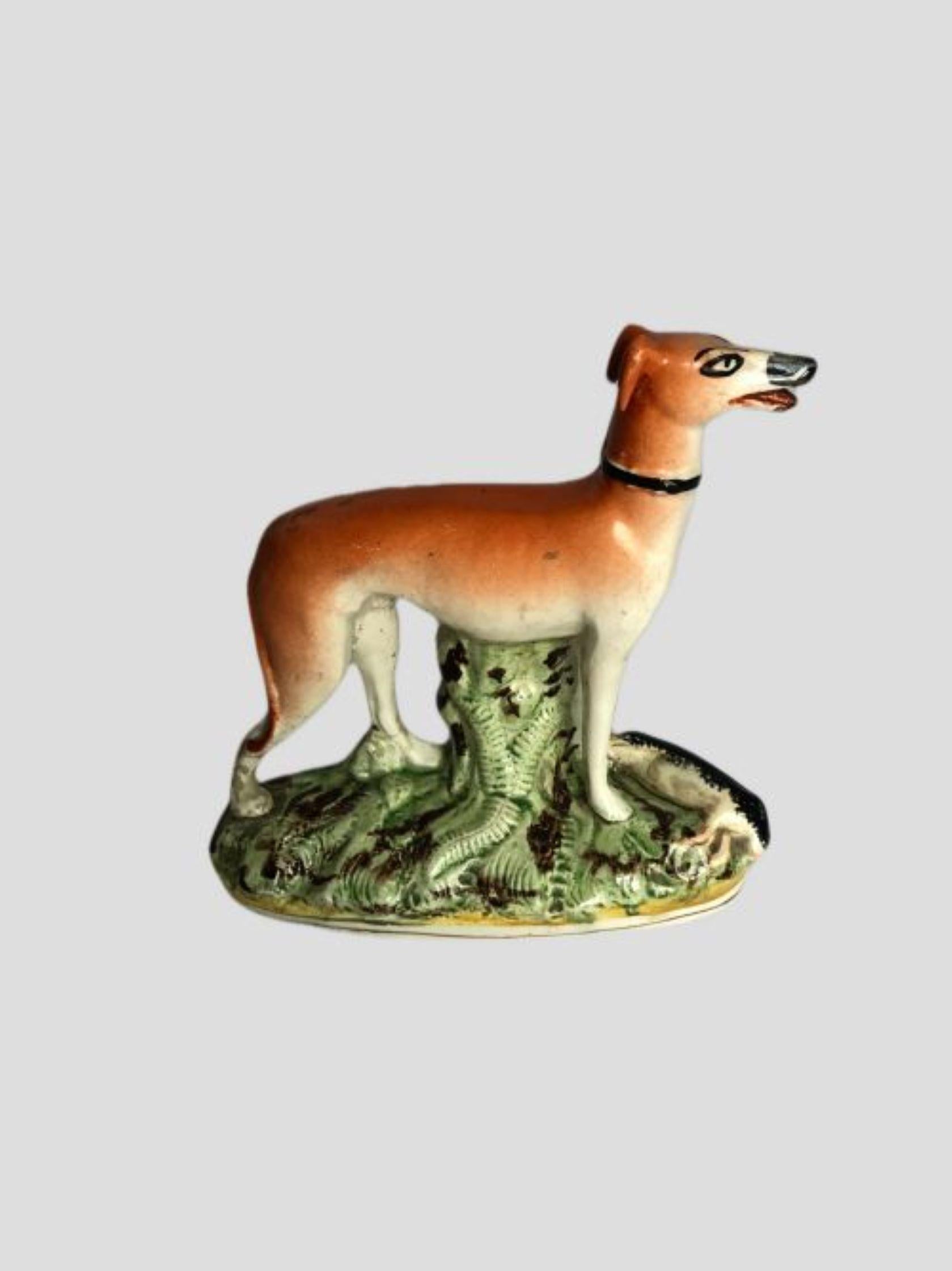 Ceramic Antique Victorian Staffordshire Figure Of A Greyhound Dog For Sale