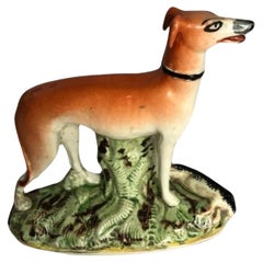 Antique Victorian Staffordshire Figure Of A Greyhound Dog