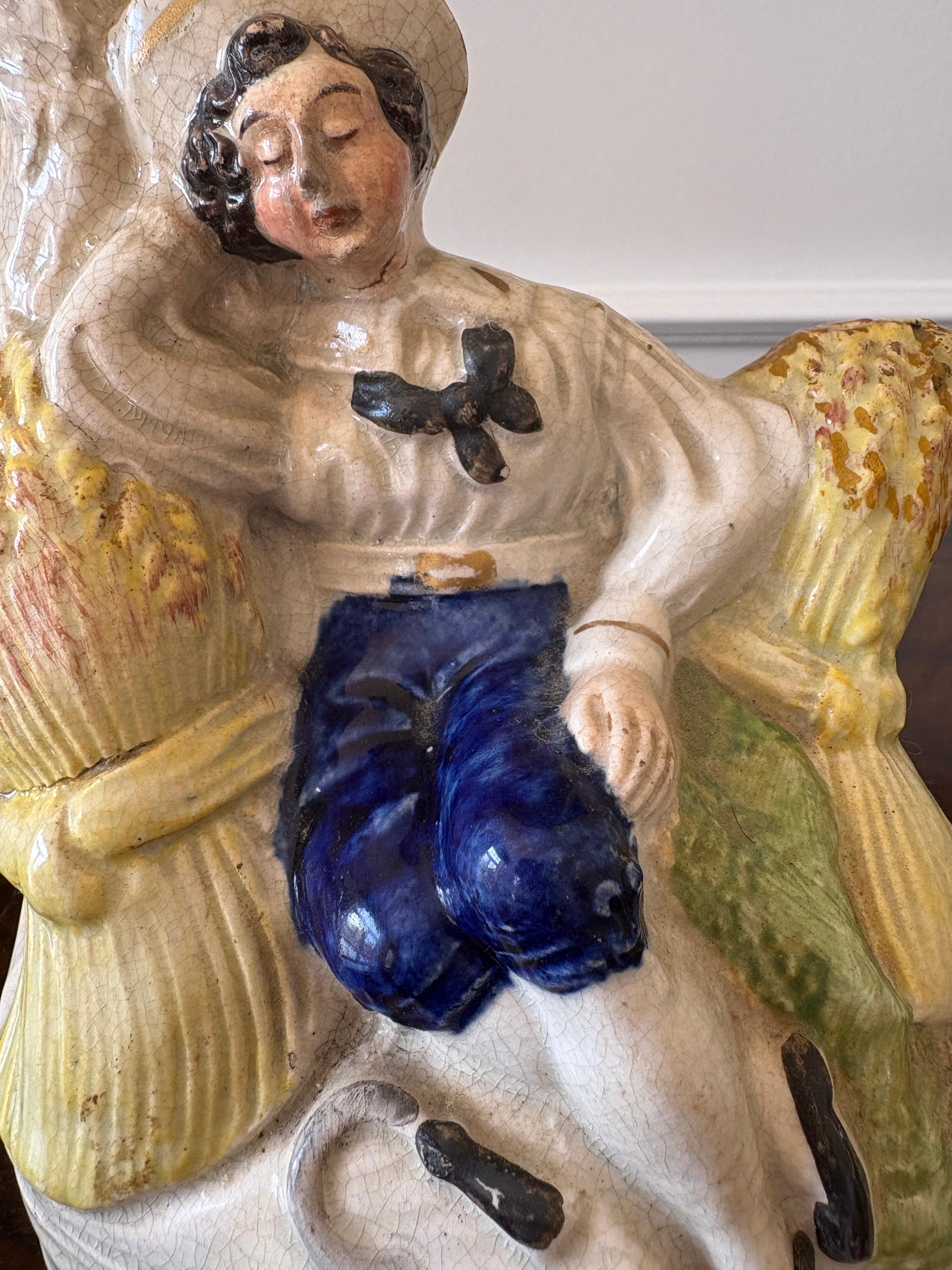 Antigua figura victoriana de Staffordshire de dorso plano Victoriano en venta