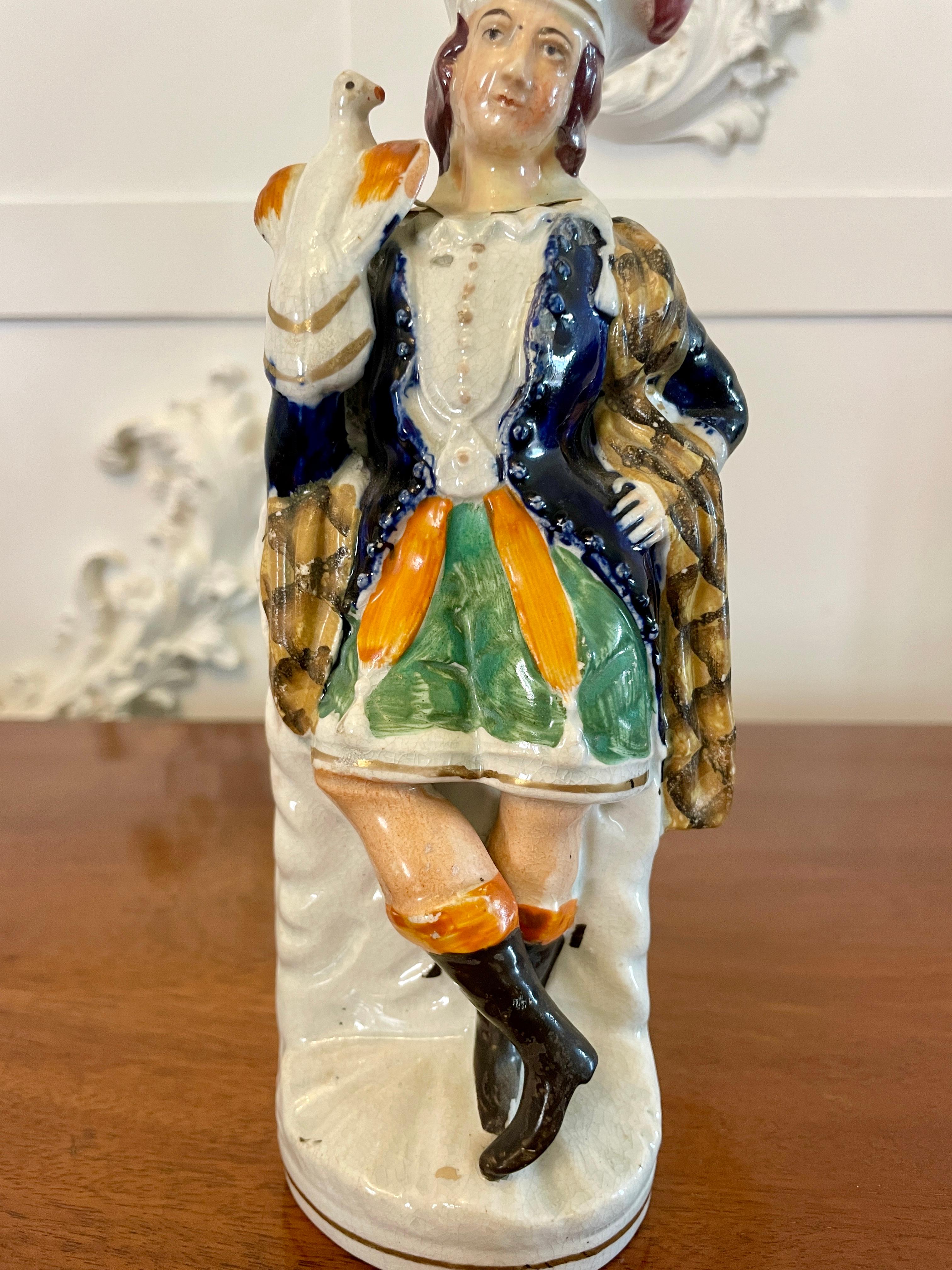 Antigua figura victoriana de Staffordshire de dorso plano Inglés en venta