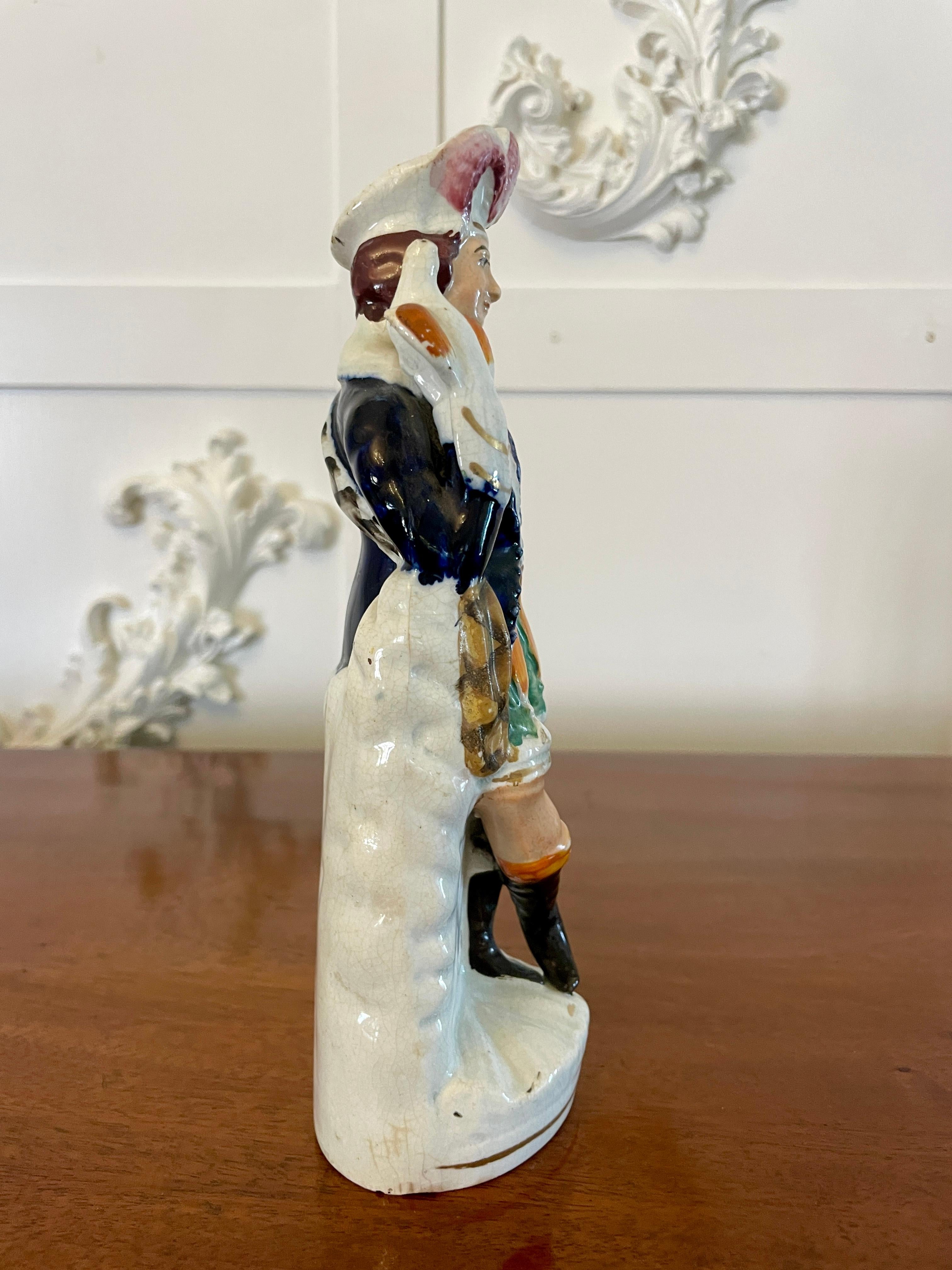 Antigua figura victoriana de Staffordshire de dorso plano Cerámico en venta