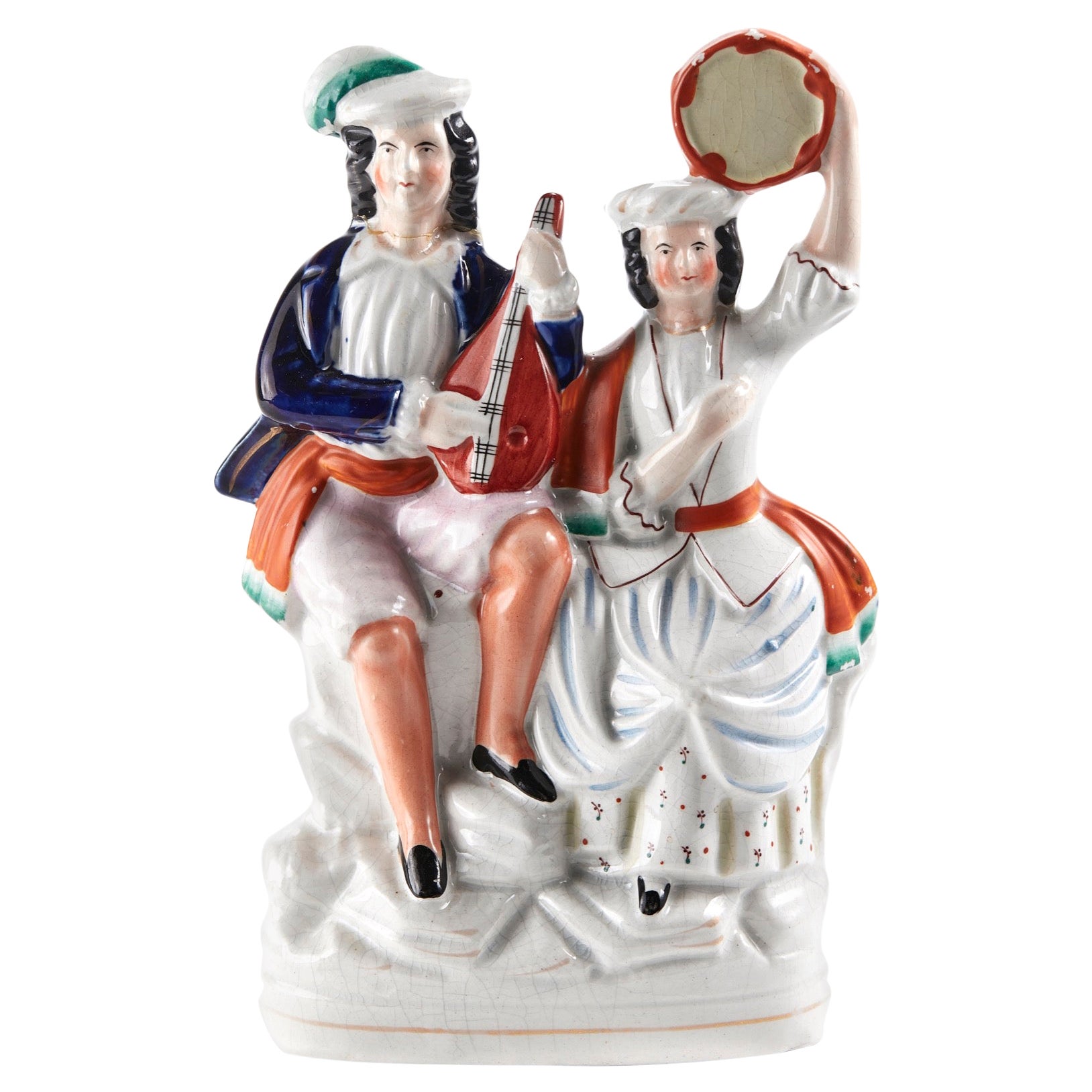 Ancienne figurine victorienne du Staffordshire à dos plat