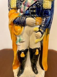 Antique Victorian Staffordshire Flatback Figure in Military Dress