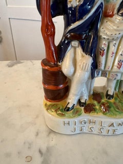 Antique Victorian Staffordshire Pottery Highland Jessie Flatback Figure