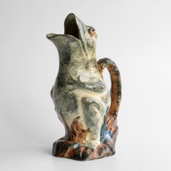 Antique Victorian Staffordshire Spongeware Pottery Frog Jug