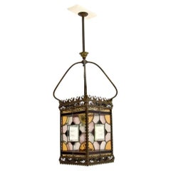 Antique Victorian Stained Glass Ceiling Lantern