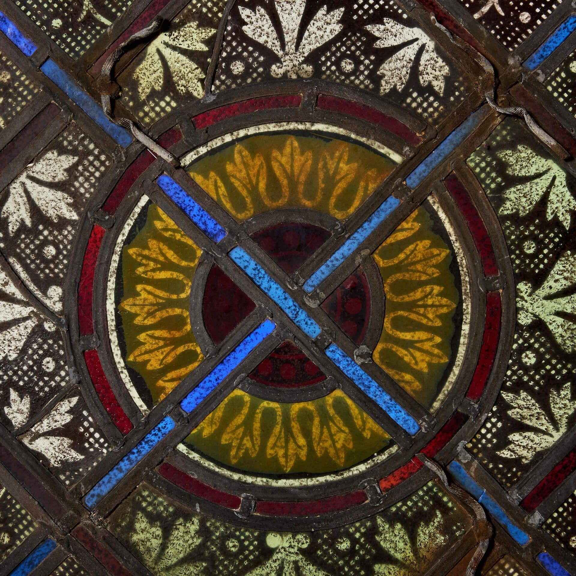 English Antique Victorian Stained Glass Window For Sale