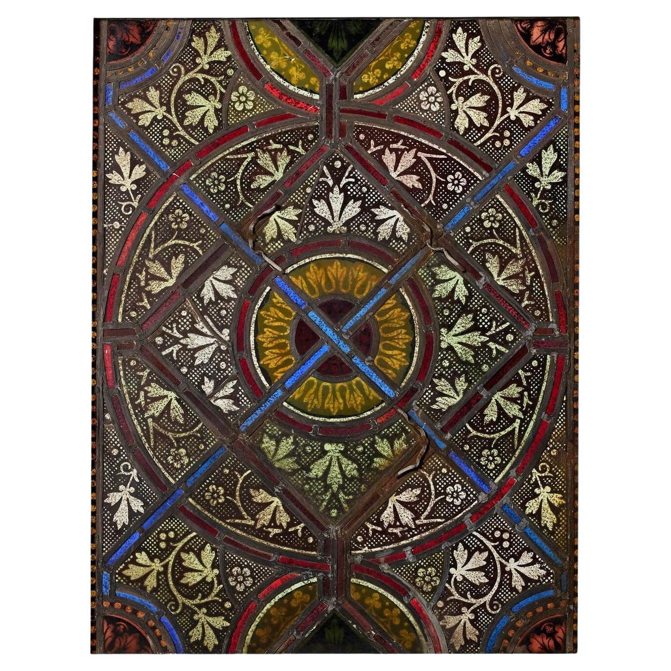 Antique Victorian Stained Glass Window For Sale