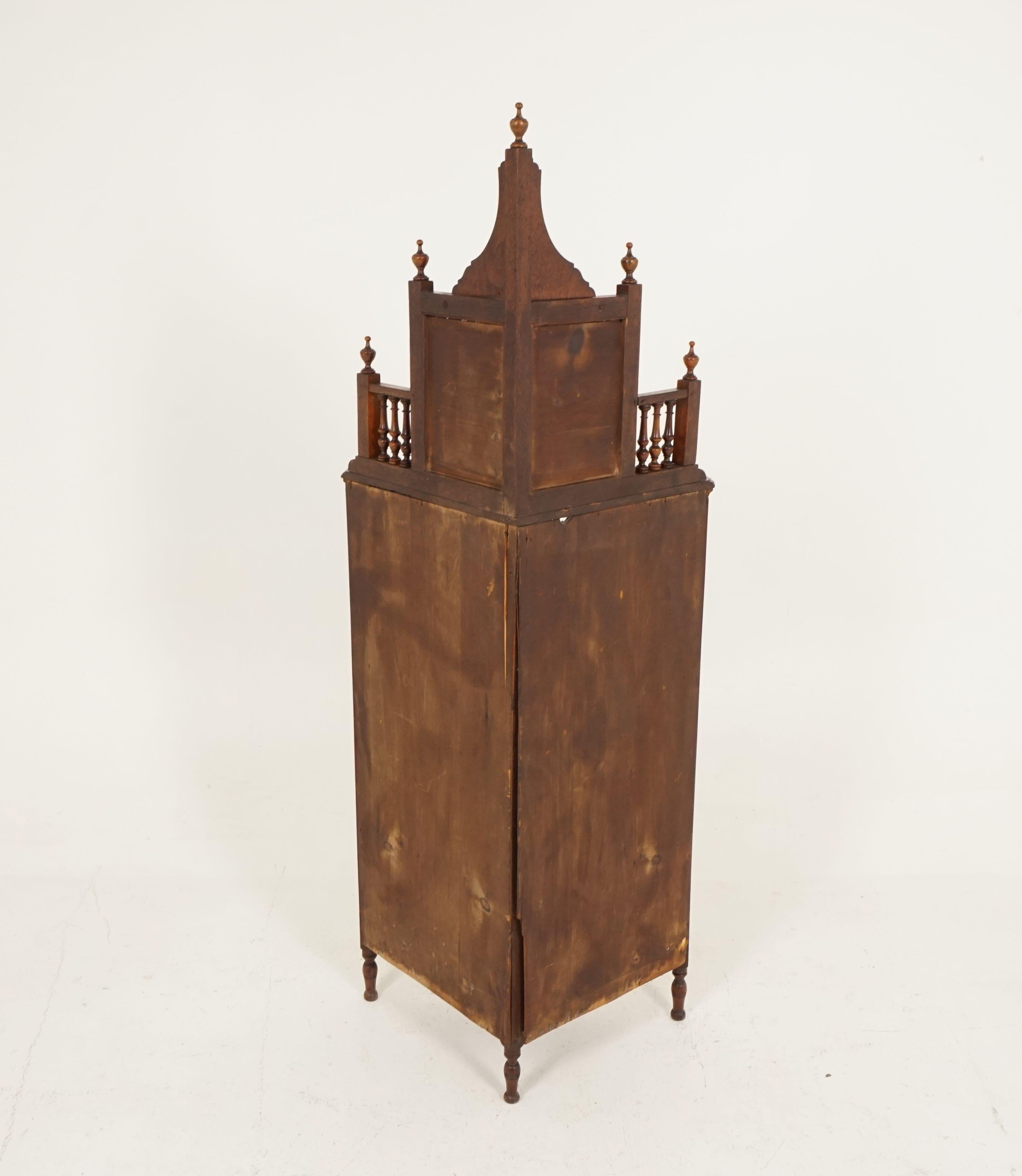 Late 19th Century Antique Victorian Standing Corner Cabinet, Walnut, Mirror Back, Scotland, 1880 For Sale