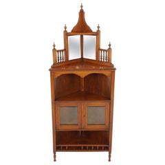 Antique Mirror, mobile d'angolo vittoriano, noce, fondo a specchio, Scozia, 1880